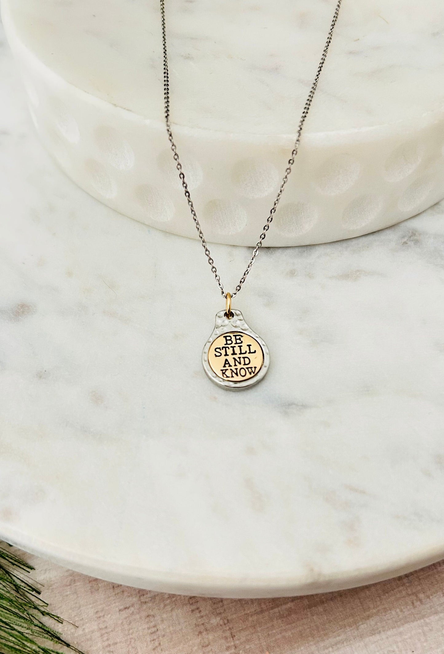 Be Still and Know Bible Verse Necklace, Scripture Jewelry, Christian Gifts, Motivational Charms, Baptism, Psalm 46:10, Gift for Mom
