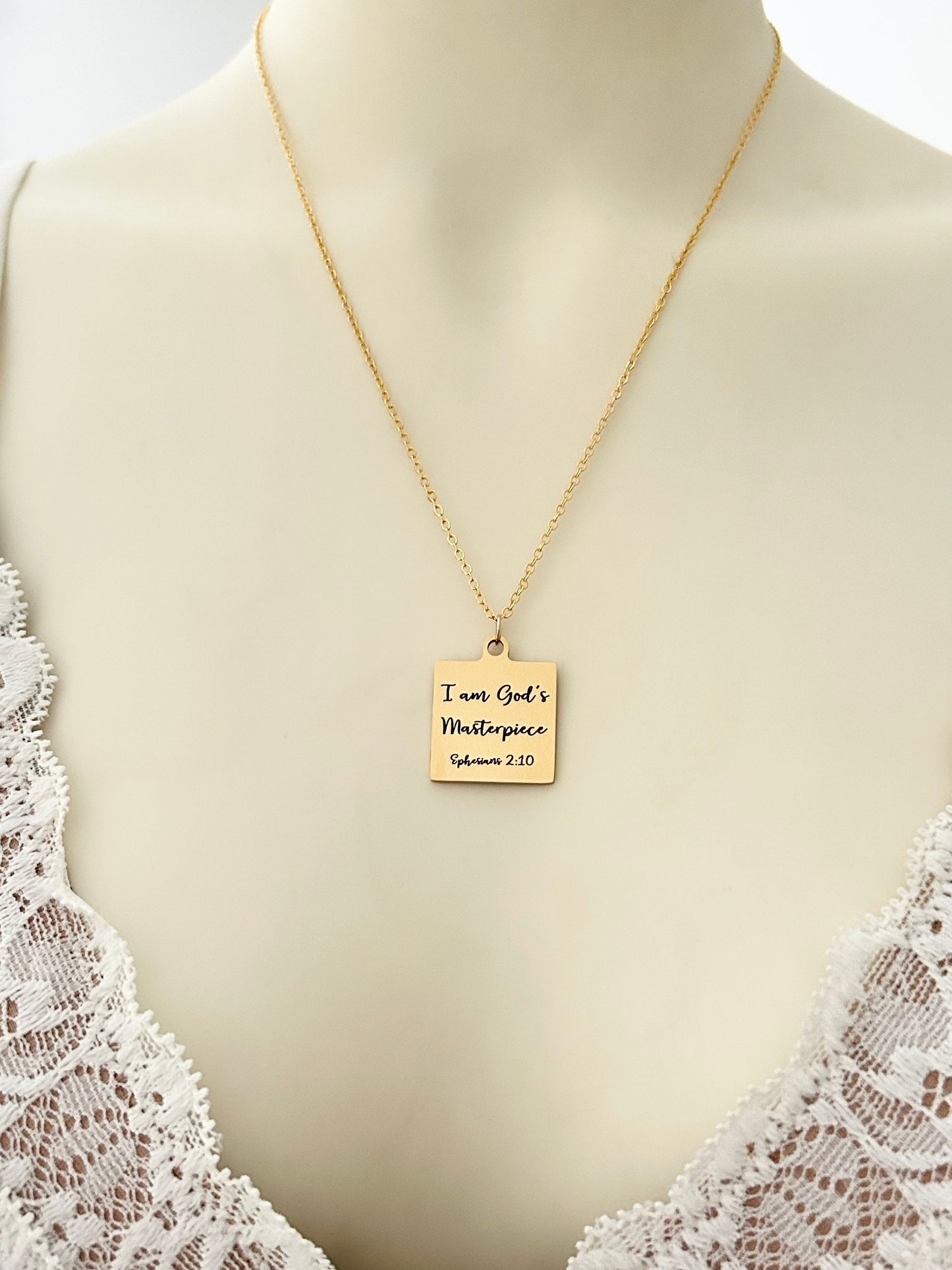 I Am Gods Masterpiece Bible Verse Necklace,Christian Gifts,Motivational Necklace,Meaningful gifts,Ephesians 2:10 Jewelry,Affirmation Baptism