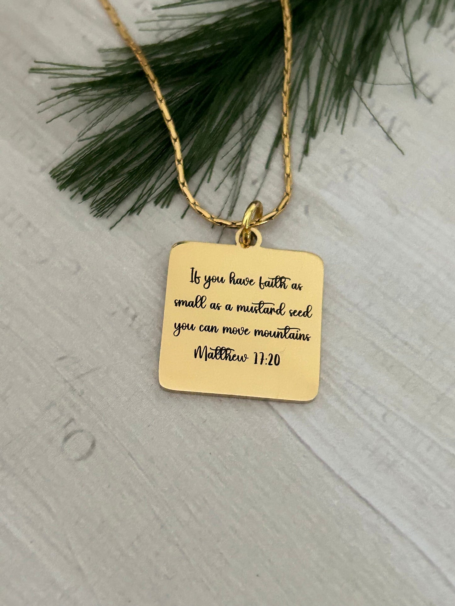 Mustard seed Bible Verse Necklace, Christian Gifts, Scripture Necklace, Mathew 17:20, Easter Jewelry, gift for Mom, Faith can move mountains