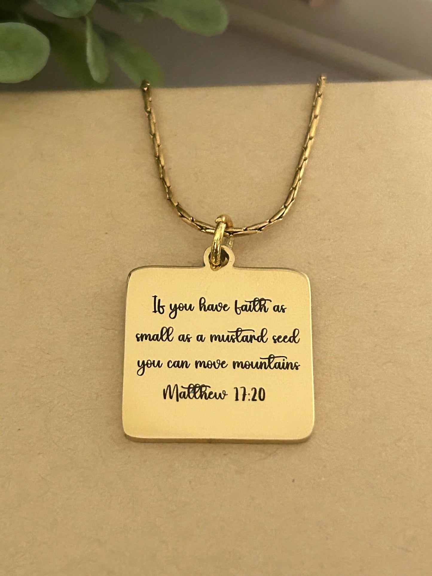 Mustard seed Bible Verse Necklace, Christian Gifts, Scripture Necklace, Mathew 17:20, Easter Jewelry, gift for Mom, Faith can move mountains