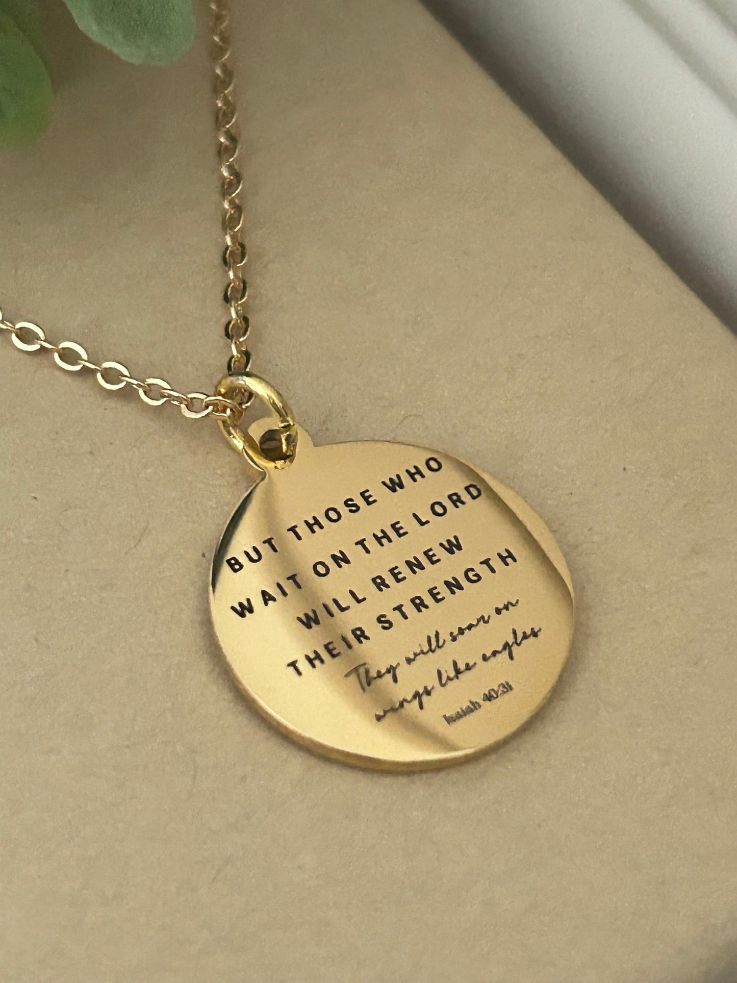 Isaiah 40:31 Bible Verse Necklace, But Those Who Wait On The Lord, Christian Gifts, Scripture Jewelry, Motivational Gifts, Engraved Jewelry