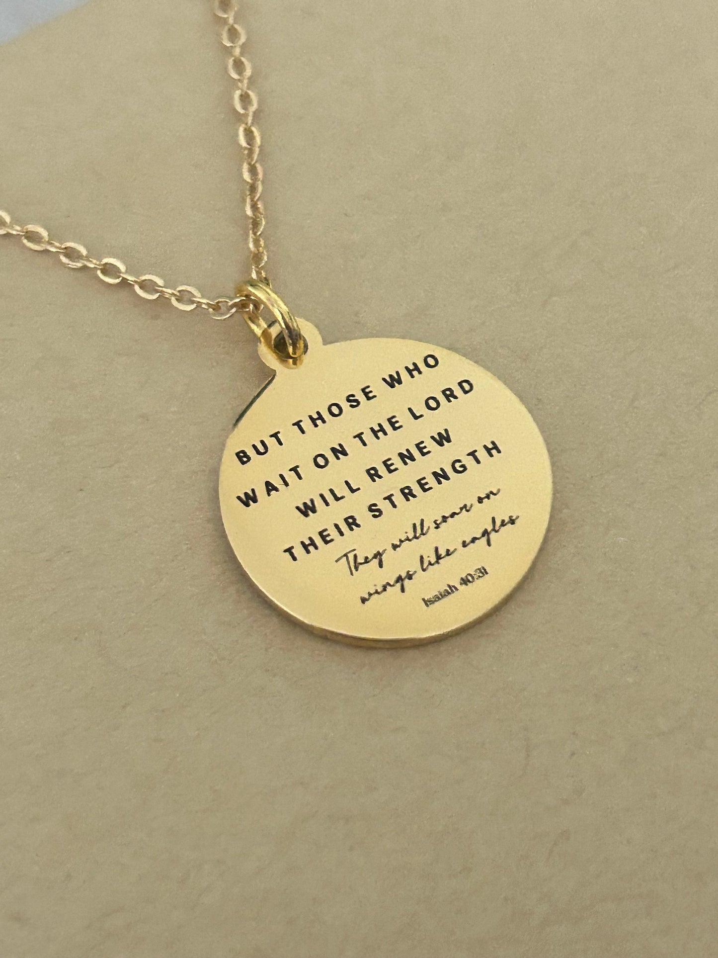 Isaiah 40:31 Bible Verse Necklace, But Those Who Wait On The Lord, Christian Gifts, Scripture Jewelry, Motivational Gifts, Engraved Jewelry