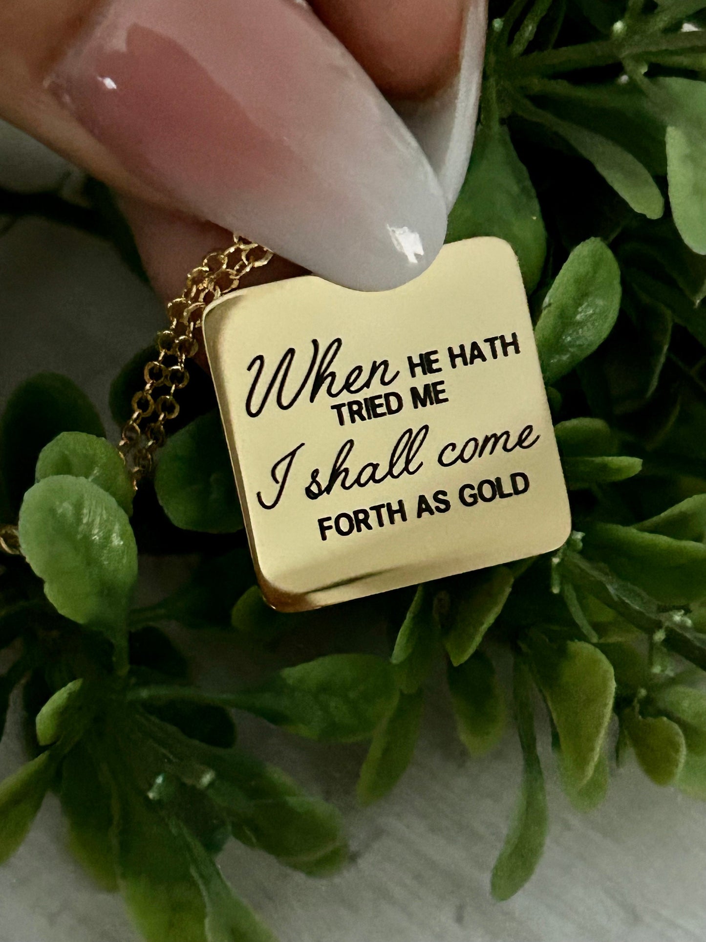I shall come forth as gold Bible Verse Necklace, Job 23:10, Christian Jewelry Gifts, Scripture Faith Necklace, Custom Quote Jewelry