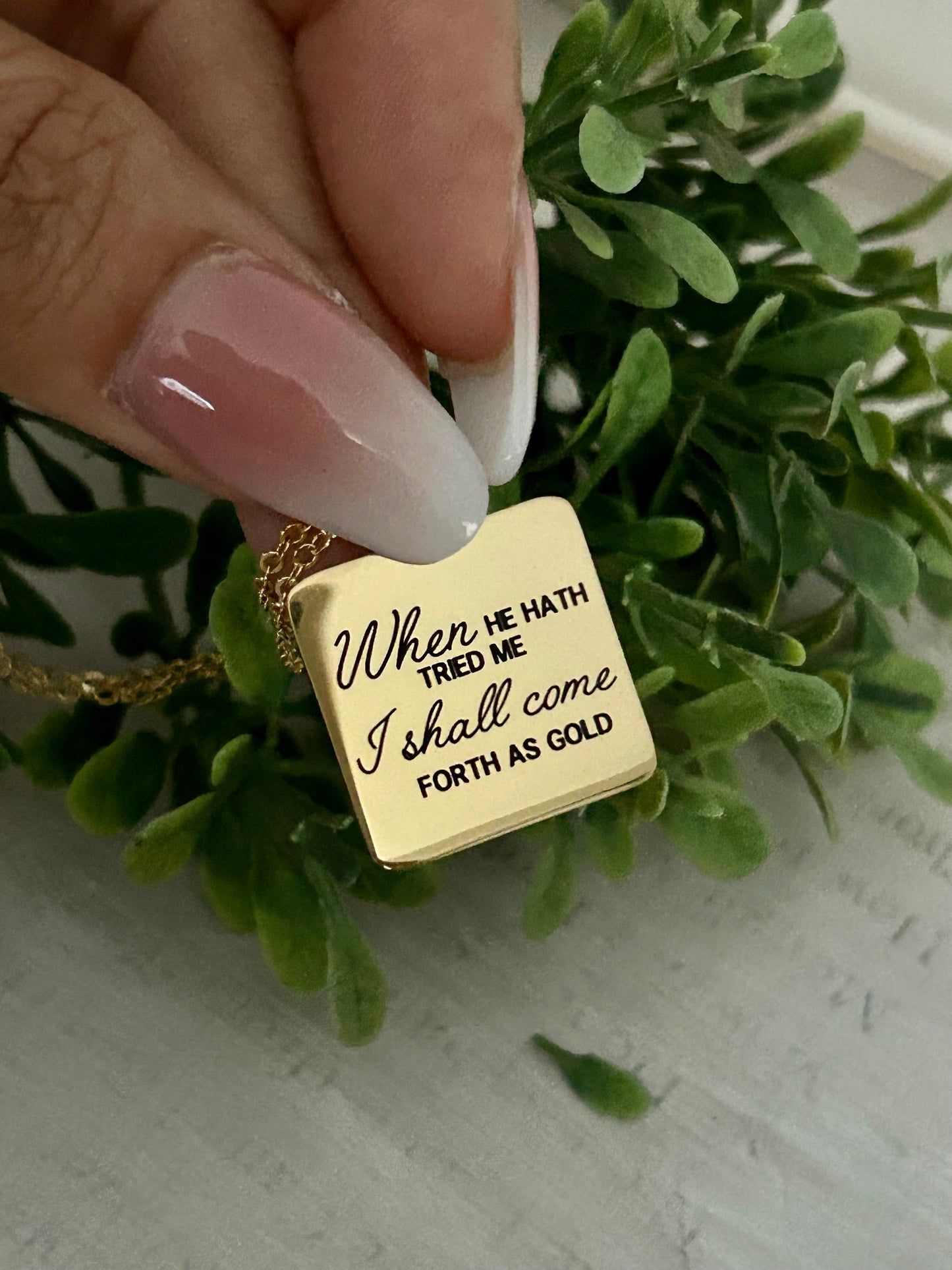 I shall come forth as gold Bible Verse Necklace, Job 23:10, Christian Jewelry Gifts, Scripture Faith Necklace, Custom Quote Jewelry