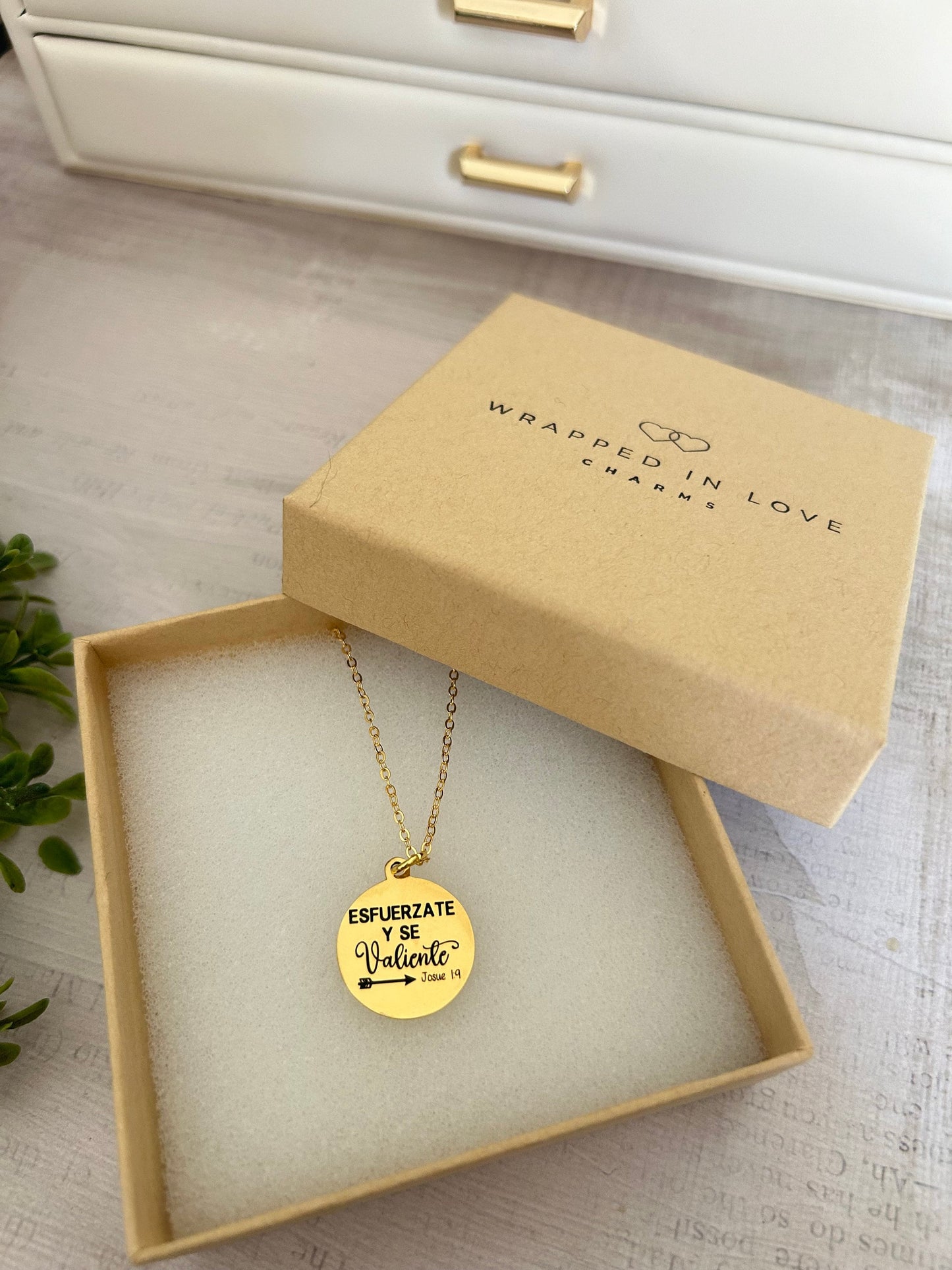 Be Strong And Courageous Bible Verse Necklace, Christian Gifts, Scripture Jewelry, Gifts for Mom, Baptism Affirmation Necklace, Joshua 1:9
