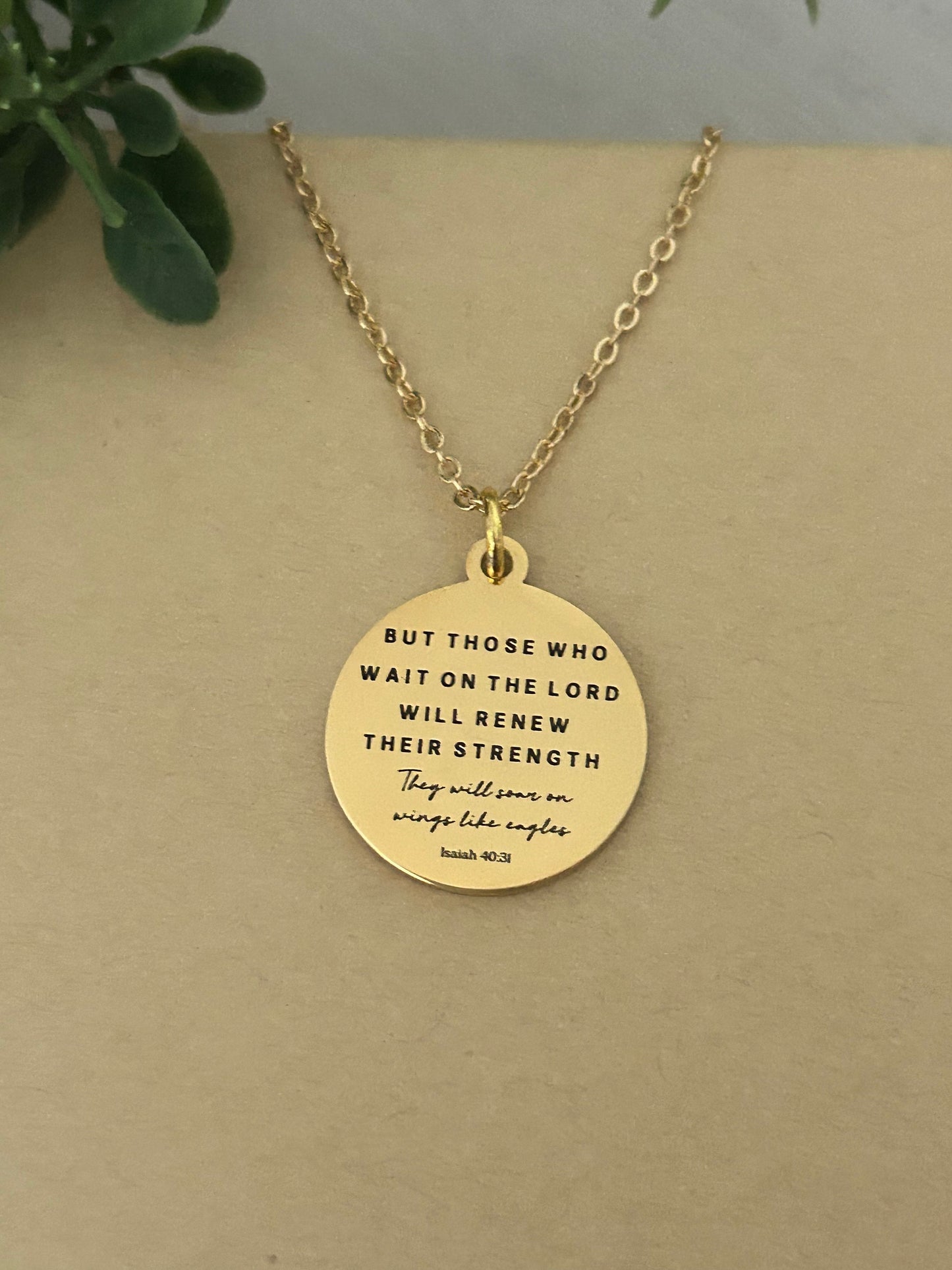 Isaiah 40:31 Bible Verse Necklace, But Those Who Wait On The Lord, Christian Gifts, Scripture Jewelry, Motivational Gifts, Engraved Jewelry