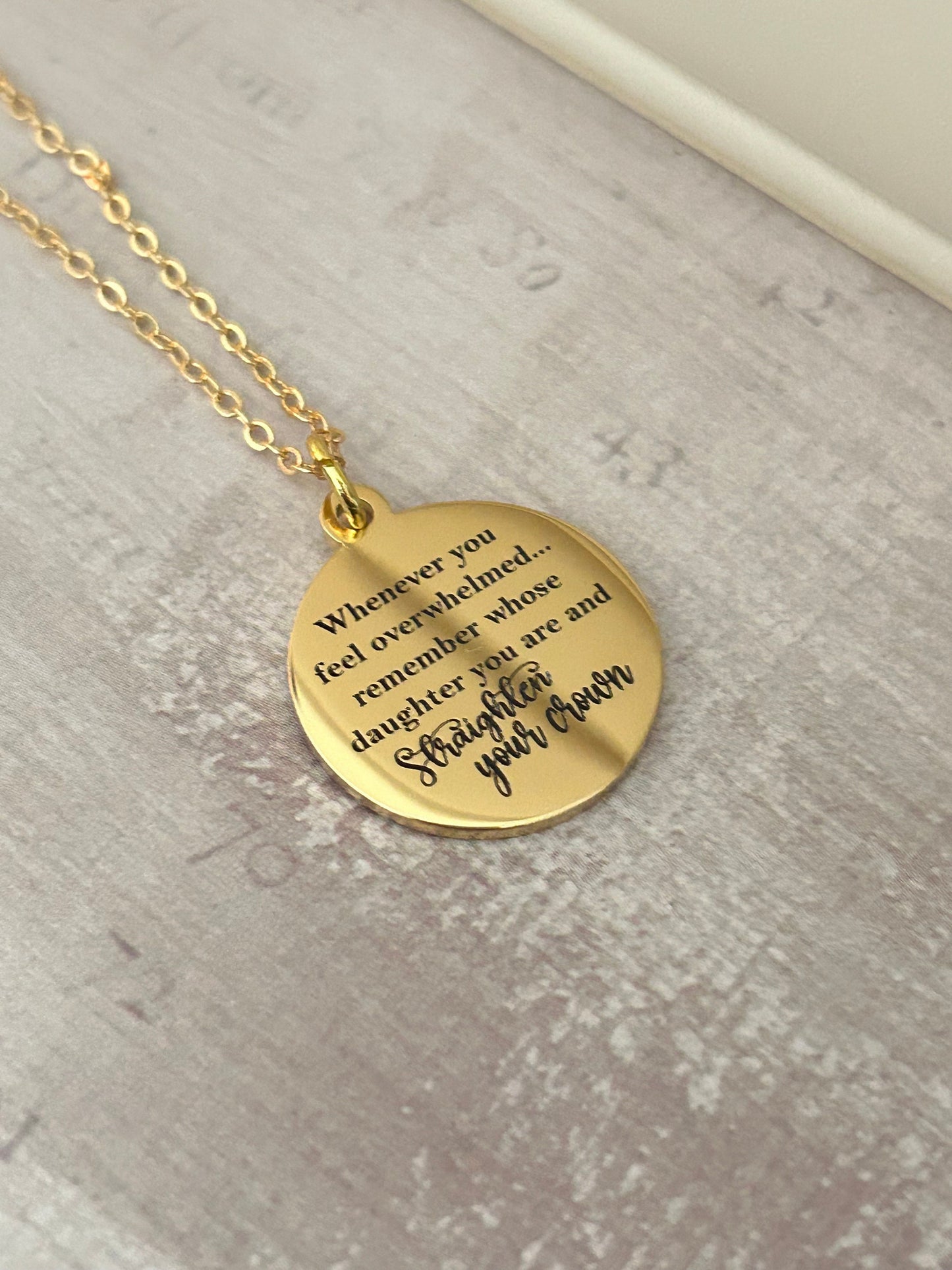 To My Daughter Straighten Your Crown Gold Necklace, Motivational Gift, Daughter of The King Necklace, Gift for daughter, Birthday Gift