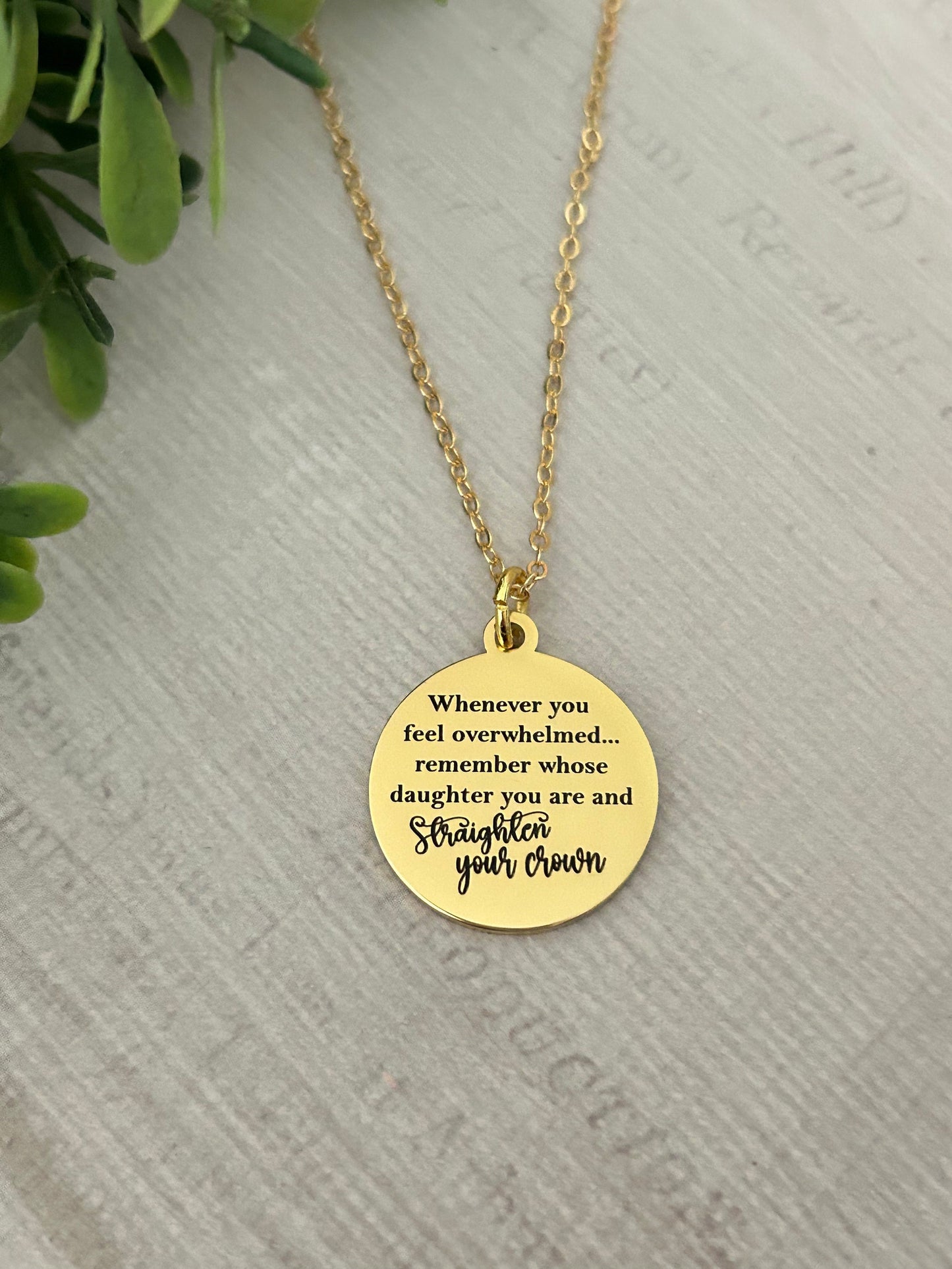 To My Daughter Straighten Your Crown Gold Necklace, Motivational Gift, Daughter of The King Necklace, Gift for daughter, Birthday Gift