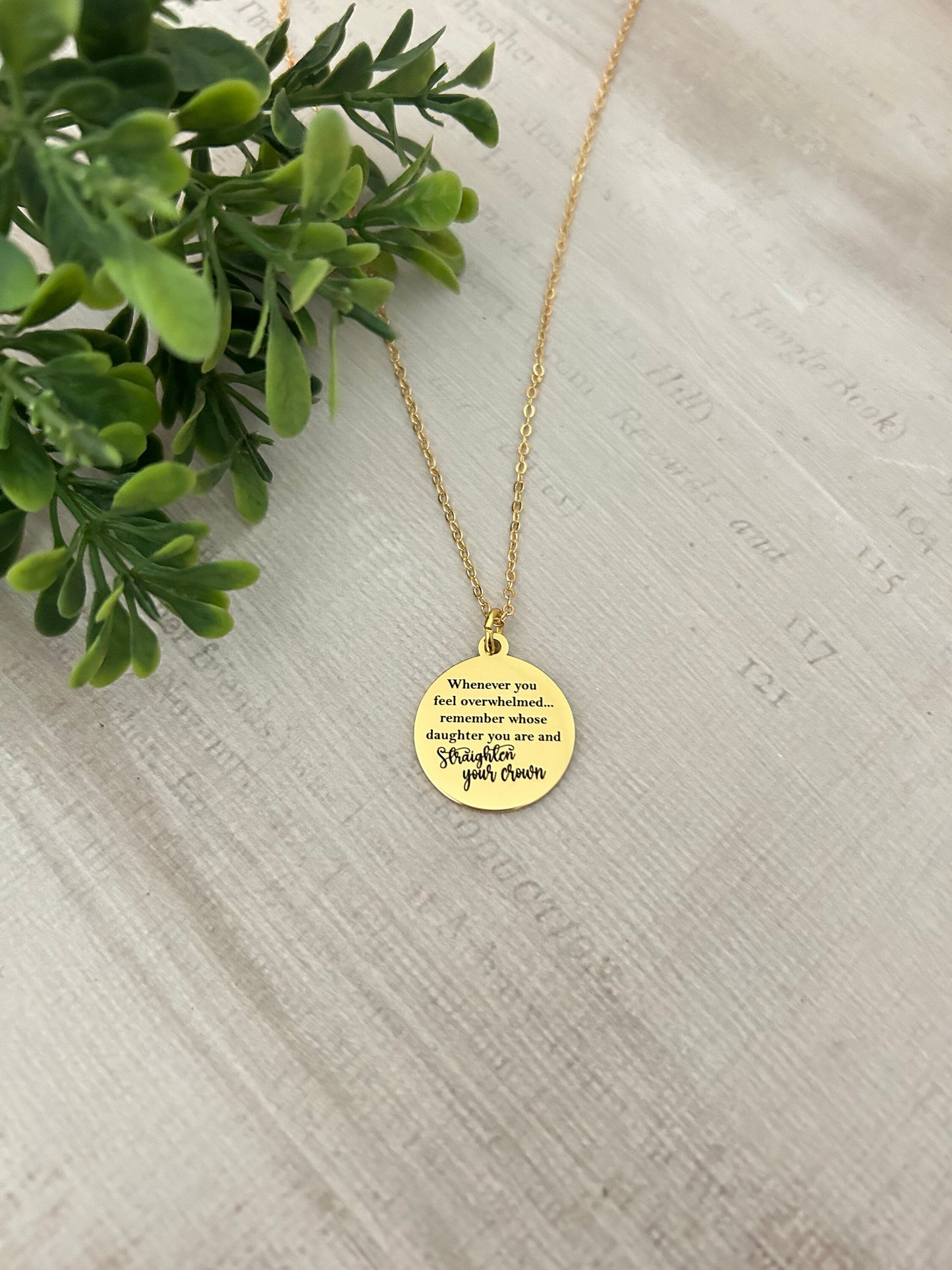 To My Daughter Straighten Your Crown Gold Necklace, Motivational Gift, Daughter of The King Necklace, Gift for daughter, Birthday Gift
