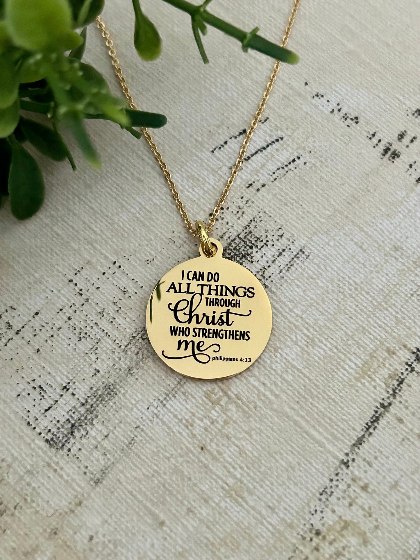 I Can Do All Things through Christ who strengthens me Bible Verse Necklace, Christian Gifts, Scripture Jewelry, 16K Gold Plated, Easter