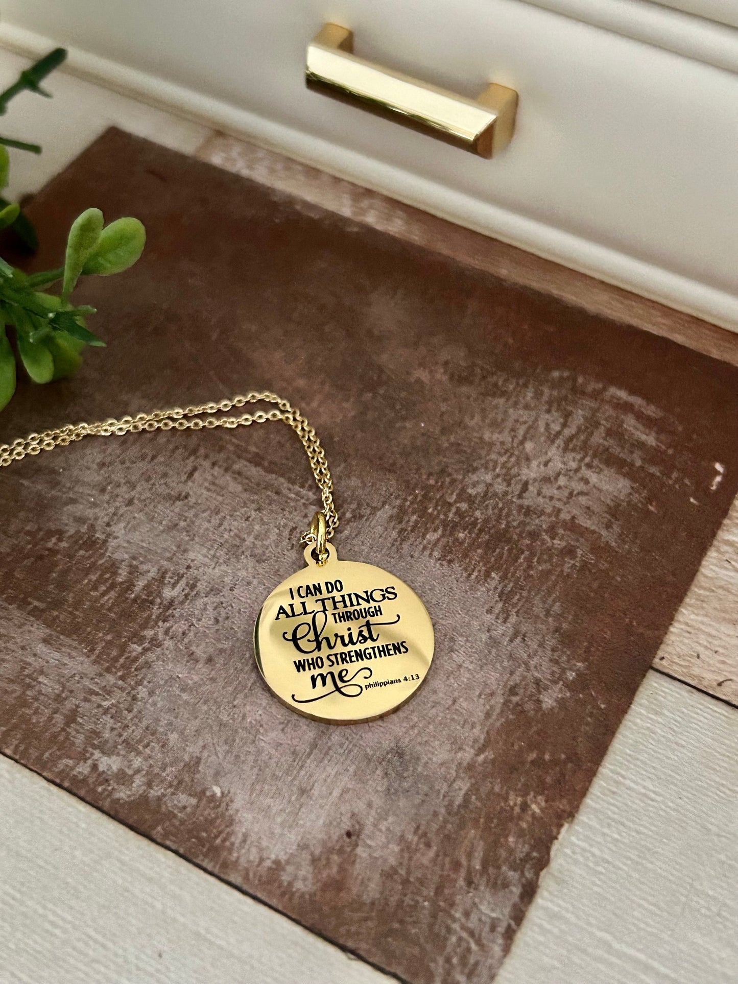 I Can Do All Things through Christ who strengthens me Bible Verse Necklace, Christian Gifts, Scripture Jewelry, 16K Gold Plated, Easter