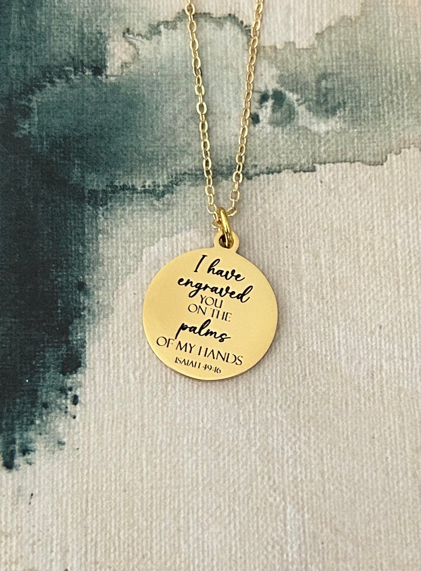 Isaiah 49:16 Bible Verse Necklace, I have engraved you on the palms of my Hands, Christian Gifts, Scripture Jewelry, Religious Gift, Baptism