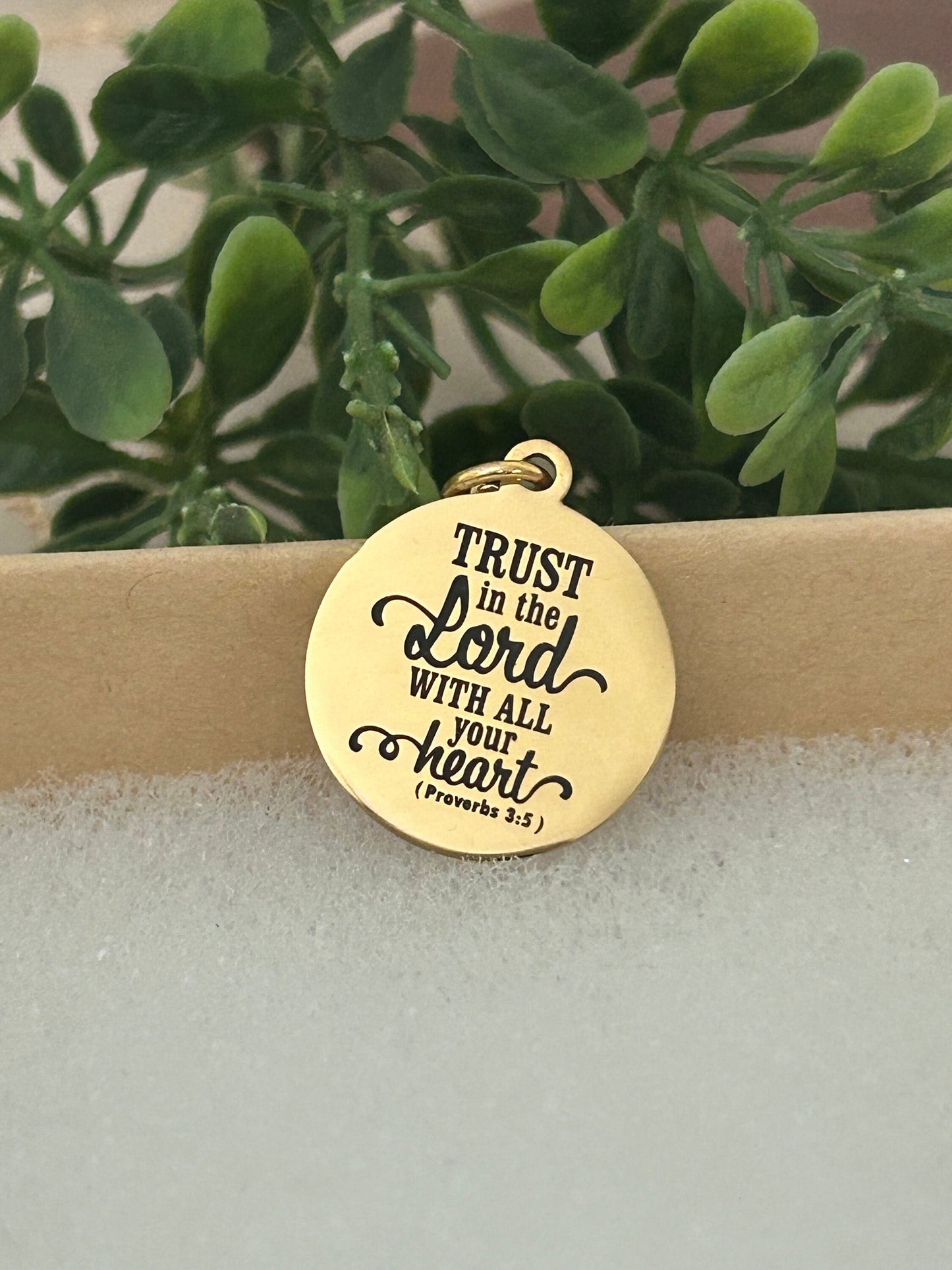 Trust in The Lord Gold Bible Verse Necklace, Proverbs 3:5, Christian Gifts, Scripture Jewelry, Gifts for Mom, Baptism, Motivational Gifts