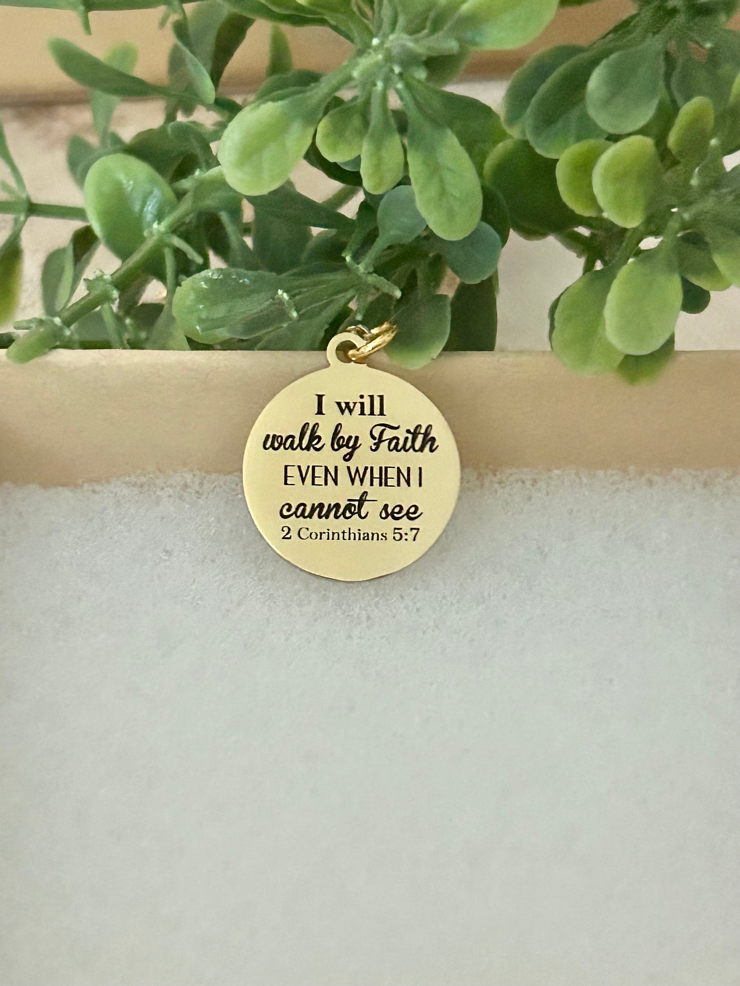 I will walk by faith even when I cannot see Bible Verse Necklace, Christian Faith Gifts, Scripture Jewelry, Baptism, 2 Corinthians 5:7