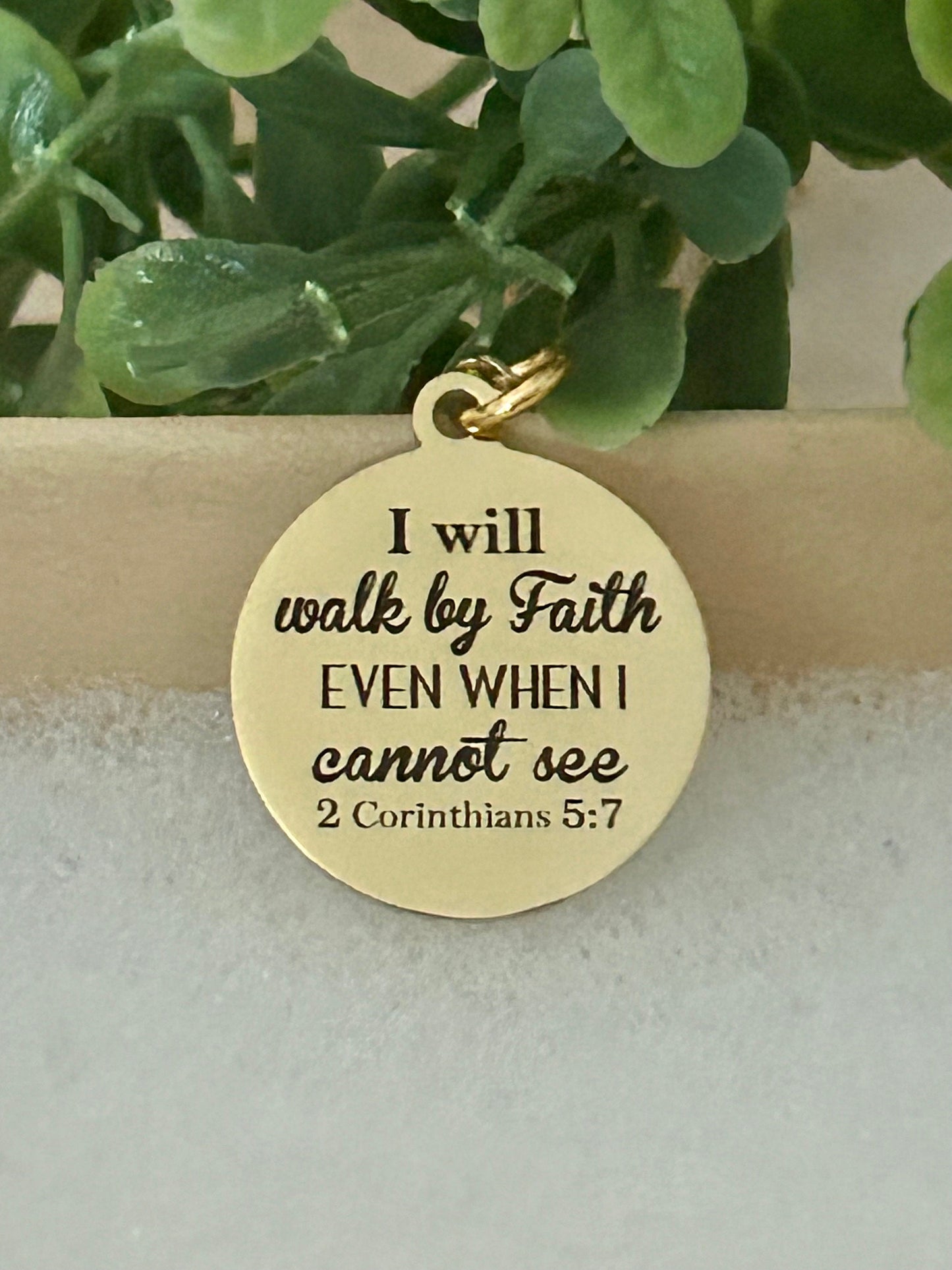 I will walk by faith even when I cannot see Bible Verse Necklace, Christian Faith Gifts, Scripture Jewelry, Baptism, 2 Corinthians 5:7