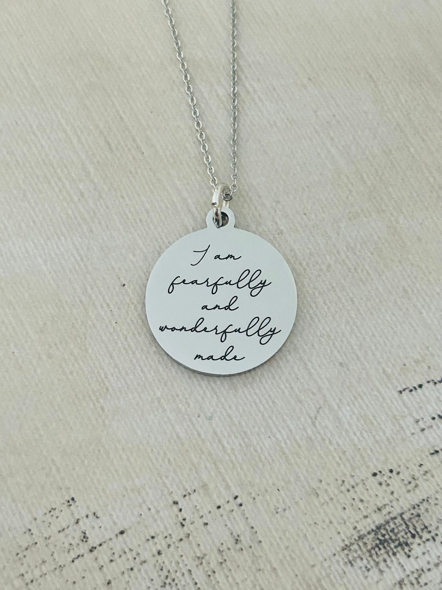 I am Fearfully and Wonderfully made Silver bible verse Necklace, Christian Gifts, Scripture Jewelry, gifts for Mom, Psalm 139:1