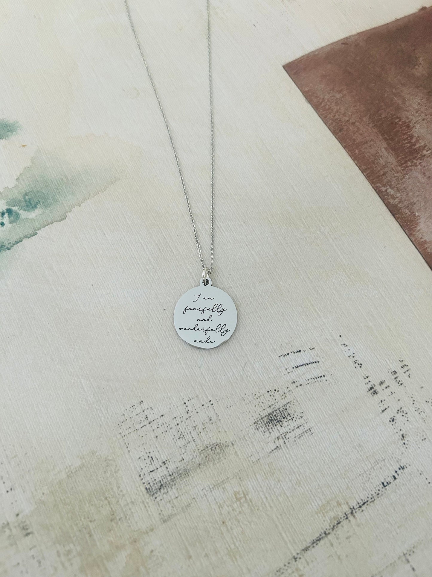 I am Fearfully and Wonderfully made Silver bible verse Necklace, Christian Gifts, Scripture Jewelry, gifts for Mom, Psalm 139:1