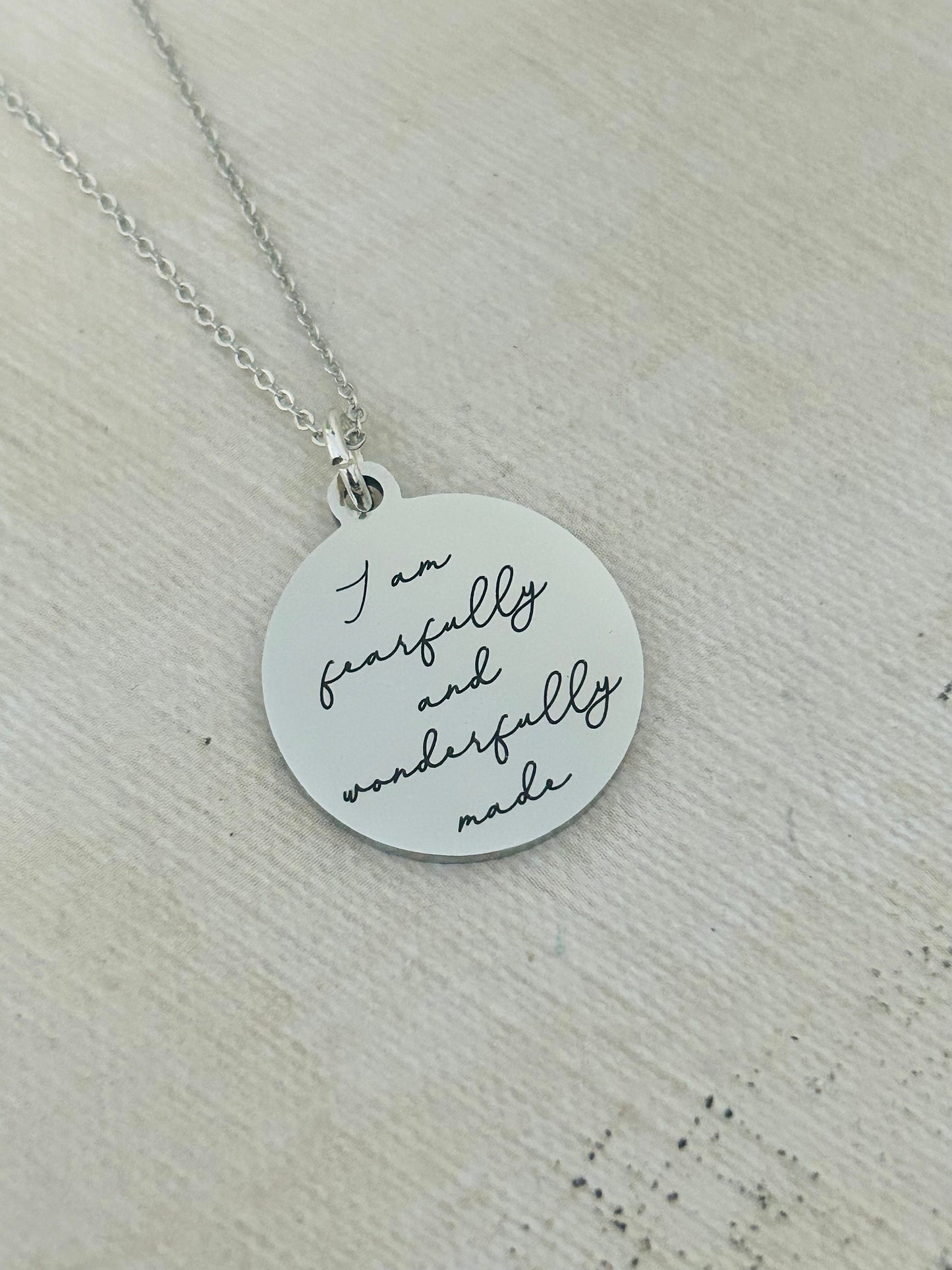 I am Fearfully and Wonderfully made Silver bible verse Necklace, Christian Gifts, Scripture Jewelry, gifts for Mom, Psalm 139:1
