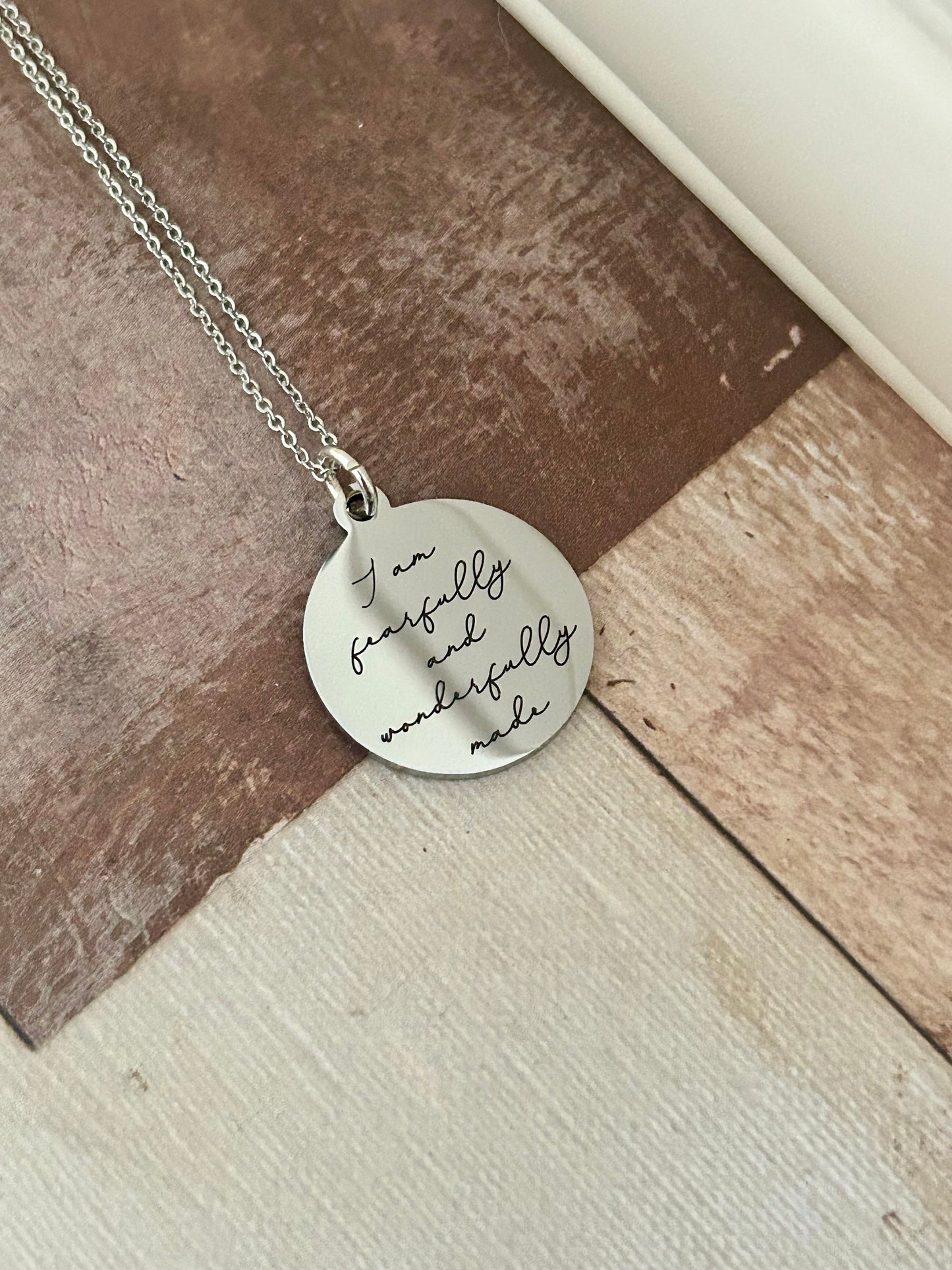 I am Fearfully and Wonderfully made Silver bible verse Necklace, Christian Gifts, Scripture Jewelry, gifts for Mom, Psalm 139:1