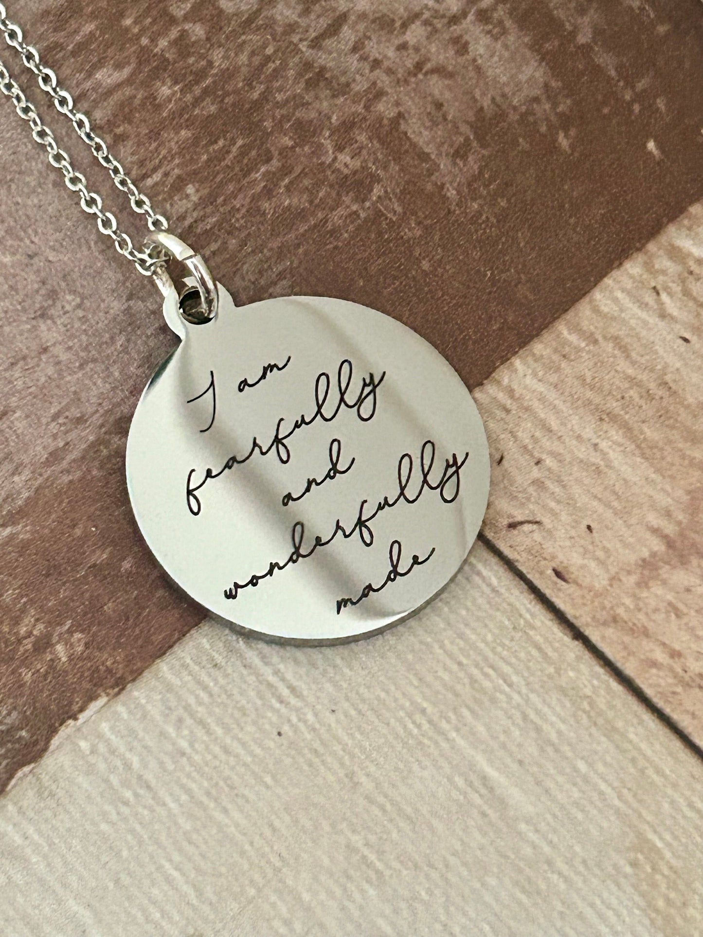 I am Fearfully and Wonderfully made Silver bible verse Necklace, Christian Gifts, Scripture Jewelry, gifts for Mom, Psalm 139:1
