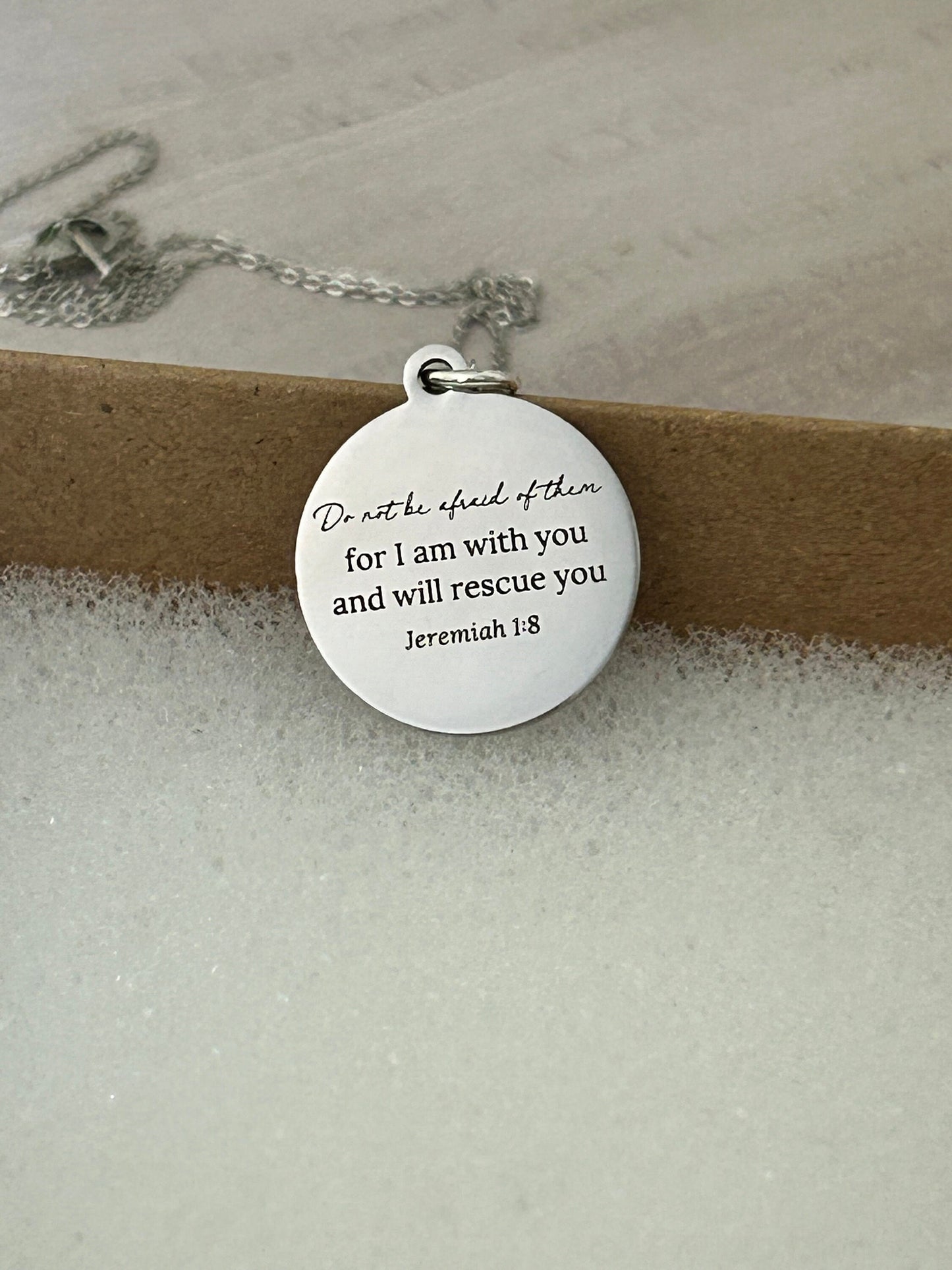 Do not be afraid for I am with you Bible Verse Gold Necklace, Jeremiah 1:8, Christian Jewelry Gifts, Scripture Personalize engraved Necklace
