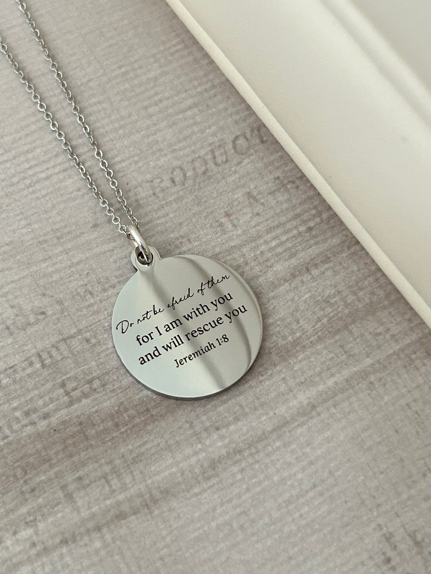 Do not be afraid for I am with you Bible Verse Gold Necklace, Jeremiah 1:8, Christian Jewelry Gifts, Scripture Personalize engraved Necklace