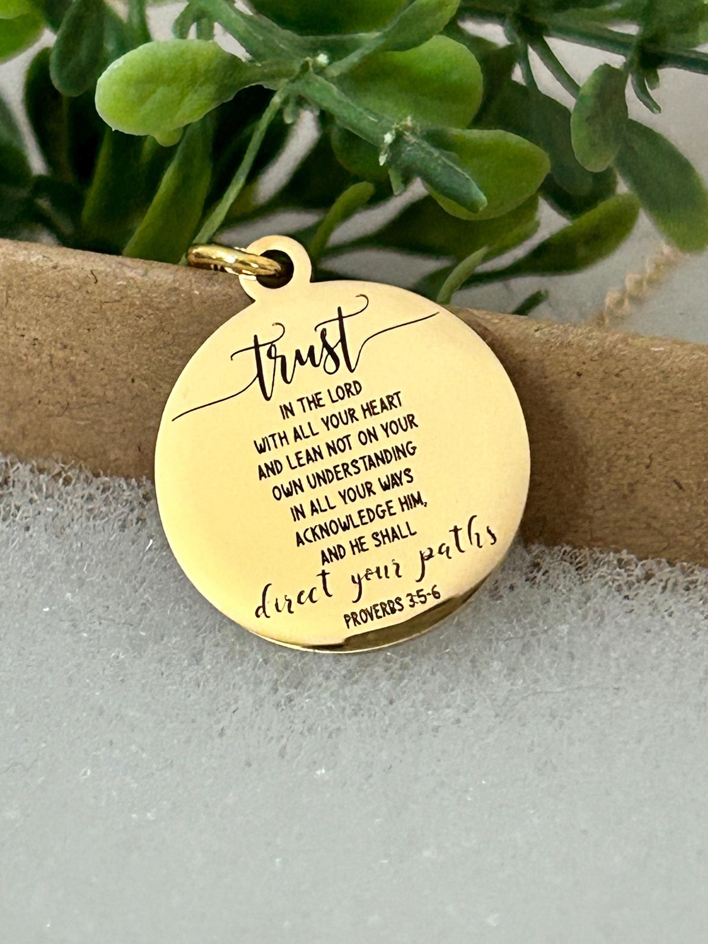 Trust in The Lord Bible Verse Necklace, Proverbs 3:5, Christian Gifts, Scripture Jewelry, Gifts for Mom, Motivational Gifts, Faith Charms