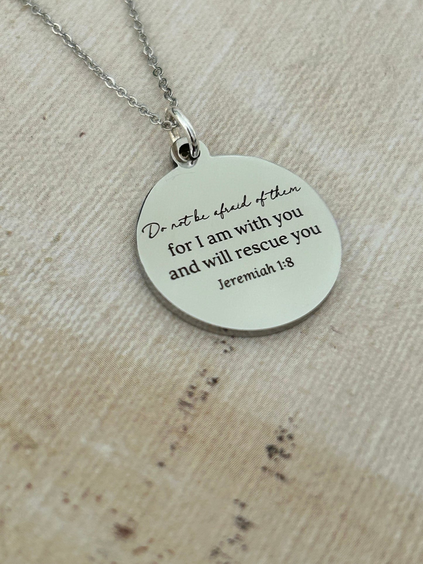 Do not be afraid for I am with you Bible Verse Gold Necklace, Jeremiah 1:8, Christian Jewelry Gifts, Scripture Personalize engraved Necklace
