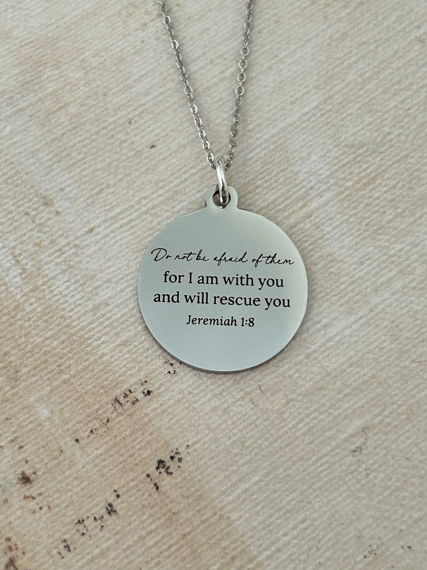 Do not be afraid for I am with you Bible Verse Gold Necklace, Jeremiah 1:8, Christian Jewelry Gifts, Scripture Personalize engraved Necklace