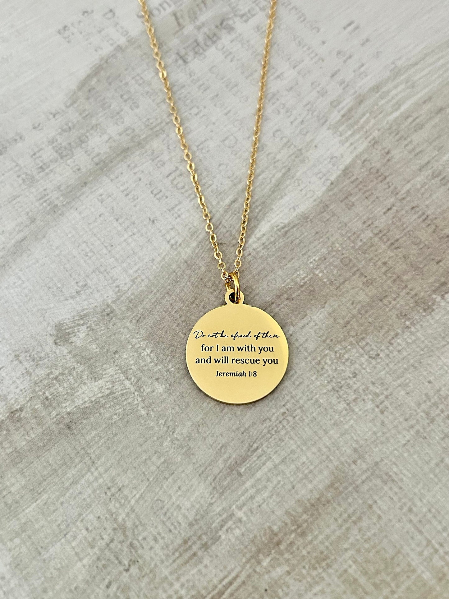 Do not be afraid Bible Verse Necklace, Christian Gifts, Affirmation Necklace, Jeremiah 1:8, Easter Jewelry, Gifts for Mom, Baptism Gifts