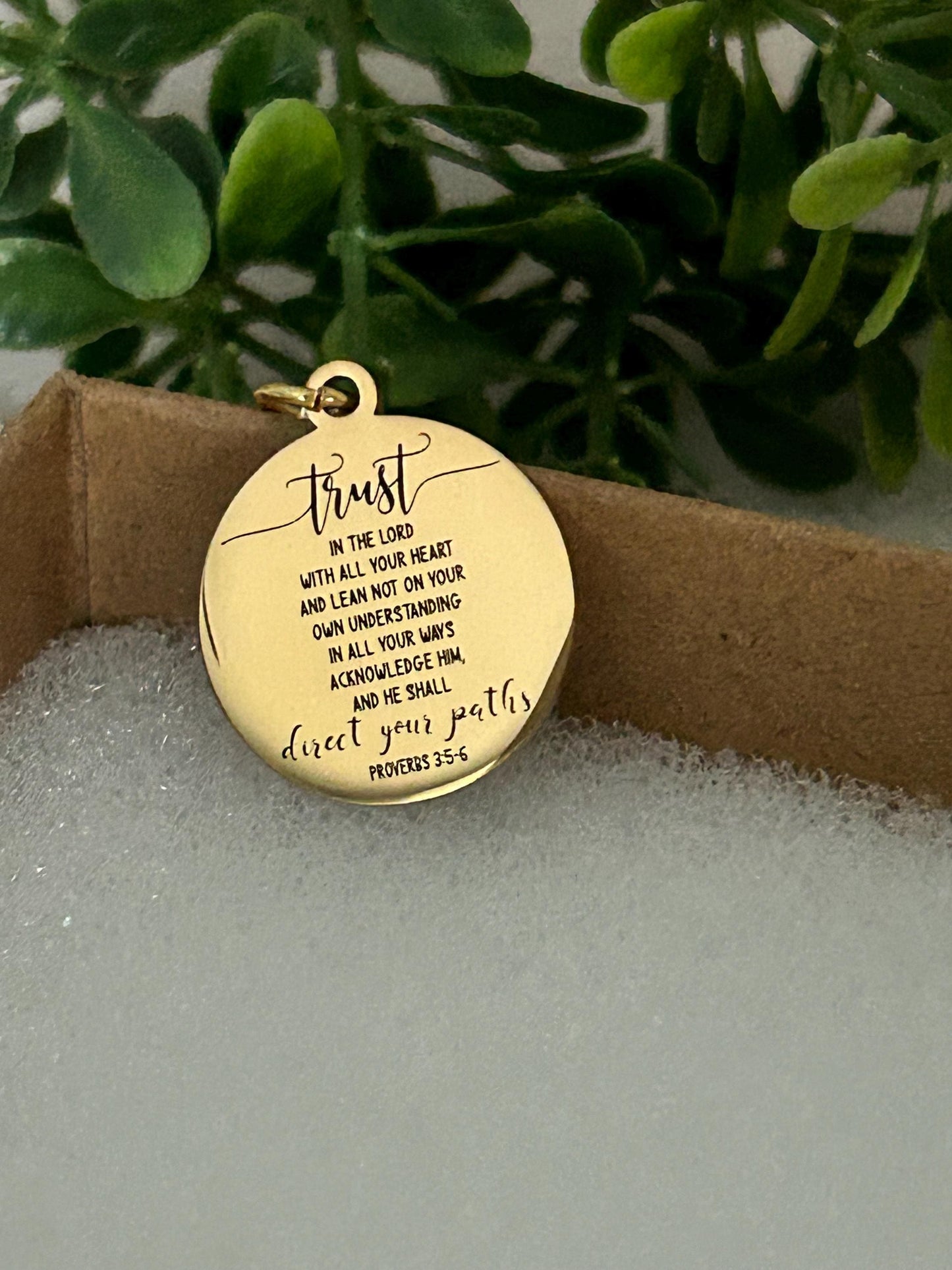Trust in The Lord Bible Verse Necklace, Proverbs 3:5, Christian Gifts, Scripture Jewelry, Gifts for Mom, Motivational Gifts, Faith Charms