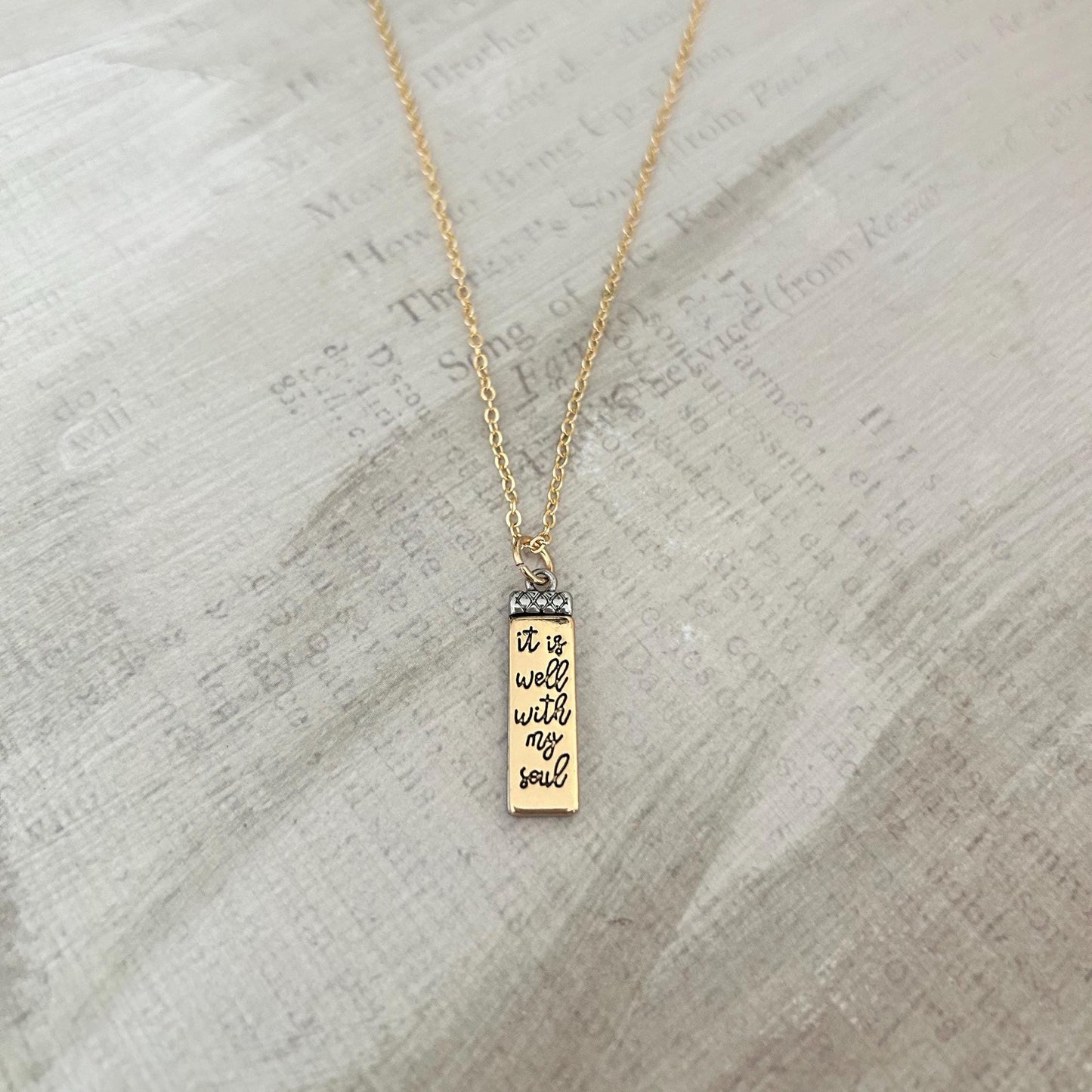 It is Well with My Soul Dainty Christian Necklace, 14K Gold Plated, Christian Gifts, Scripture Jewelry, Motivational Gifts Pendants