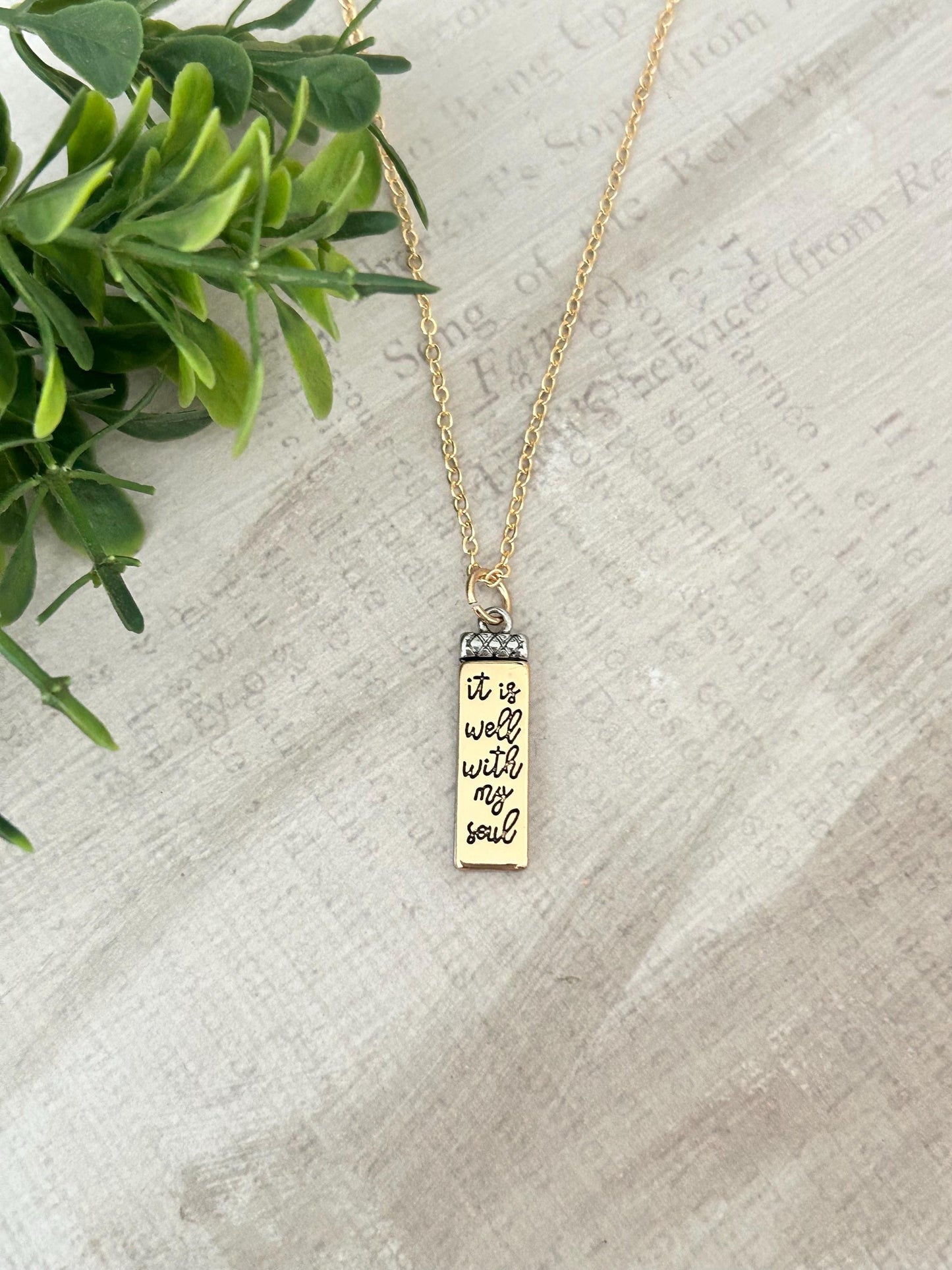 It is Well with My Soul Dainty Christian Necklace, 14K Gold Plated, Christian Gifts, Scripture Jewelry, Motivational Gifts Pendants
