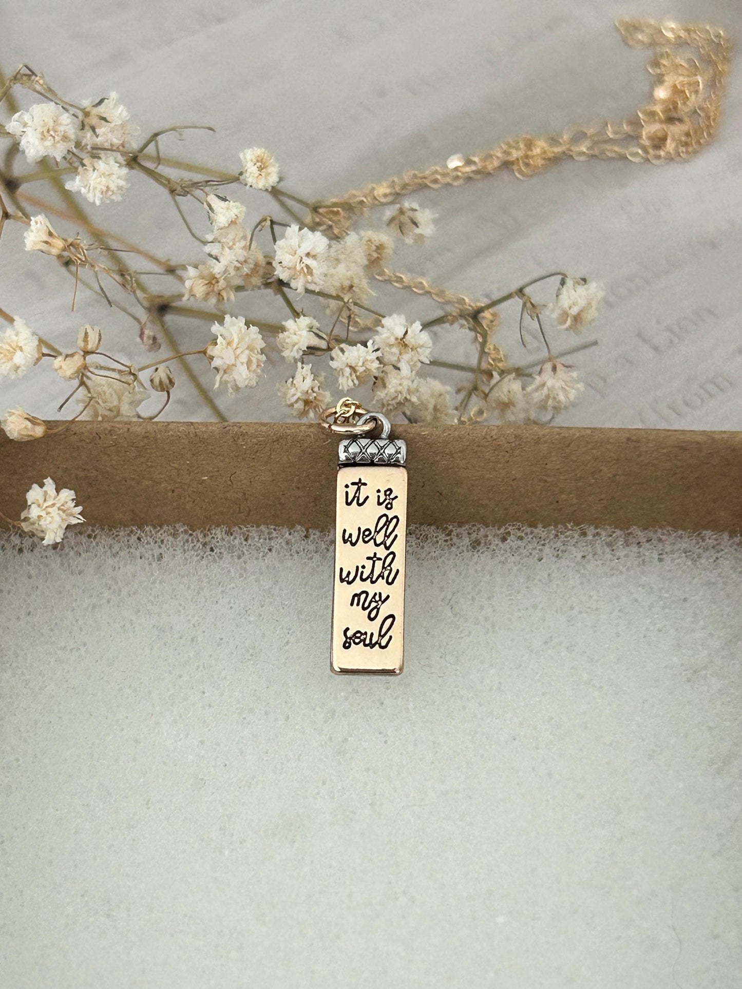 It is Well with My Soul Dainty Christian Necklace, 14K Gold Plated, Christian Gifts, Scripture Jewelry, Motivational Gifts Pendants
