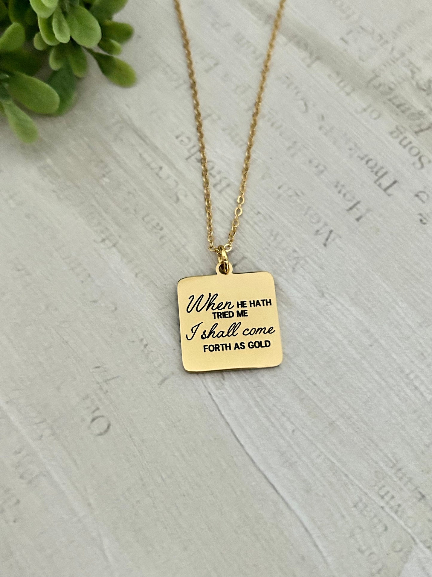 I shall come forth as gold Bible Verse Necklace, Job 23:10, Christian Jewelry Gifts, Scripture Faith Necklace, Custom Quote Jewelry