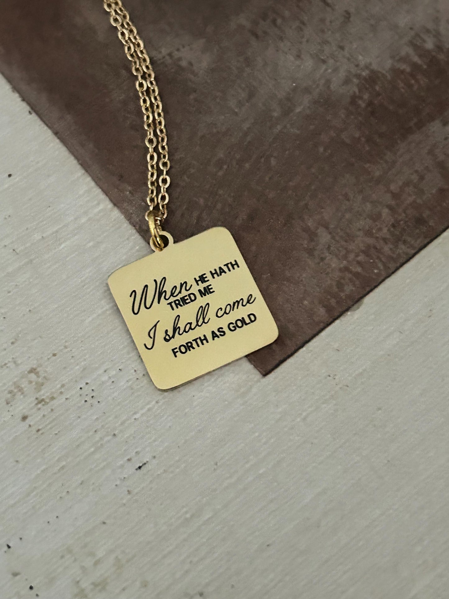 I shall come forth as gold Bible Verse Necklace, Job 23:10, Christian Jewelry Gifts, Scripture Faith Necklace, Custom Quote Jewelry