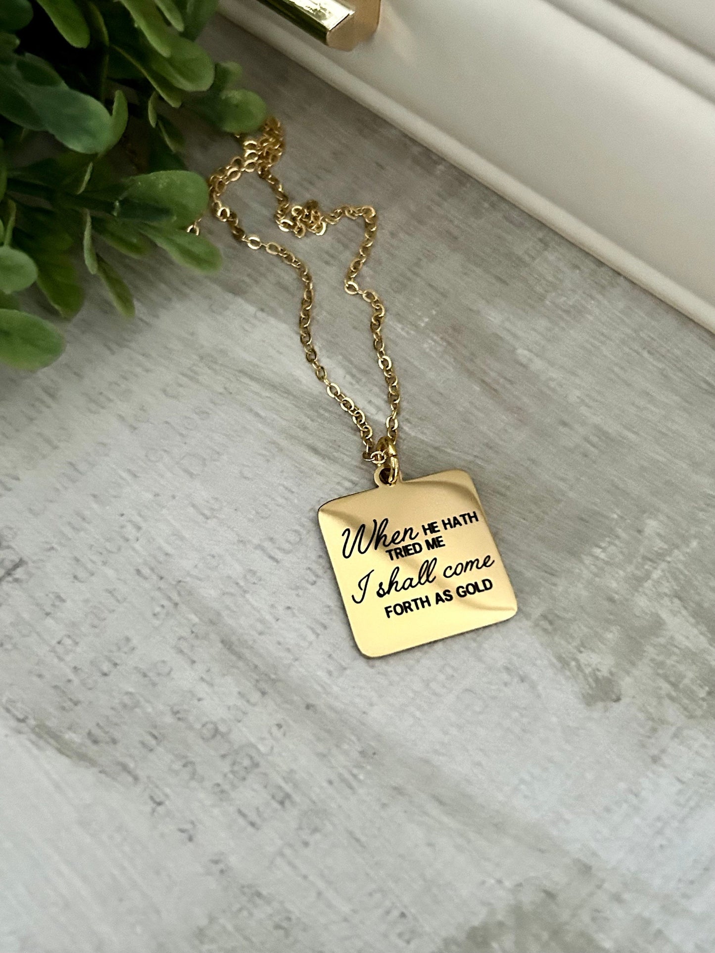 I shall come forth as gold Bible Verse Necklace, Job 23:10, Christian Jewelry Gifts, Scripture Faith Necklace, Custom Quote Jewelry