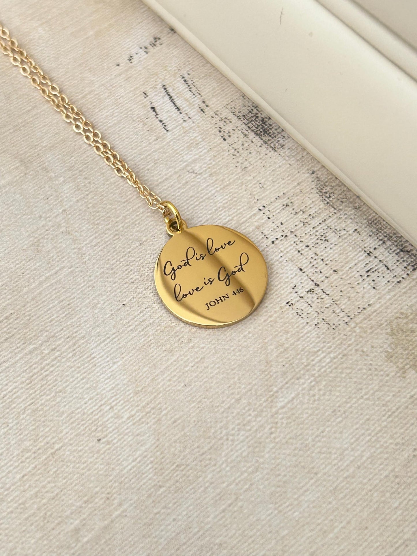 God is Love Love is God Bible Verse Necklace, John 4:16, Christian Women Gifts, Faith Jewelry, Scripture Necklace, Baptism, Birthday Gift