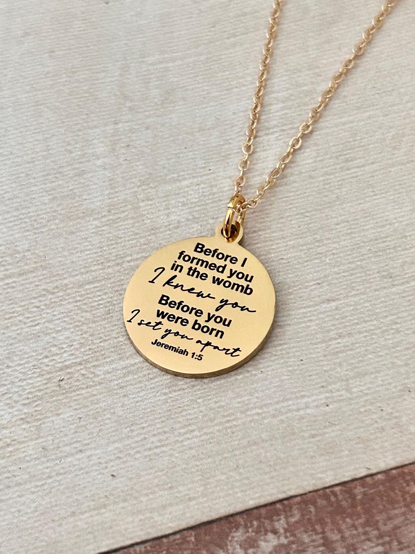 Before I formed you in the womb I knew you Jeremiah 1:5 Necklace, Christian Faith Gifts, Bible Verse Necklace, Baptism Affirmation Gifts