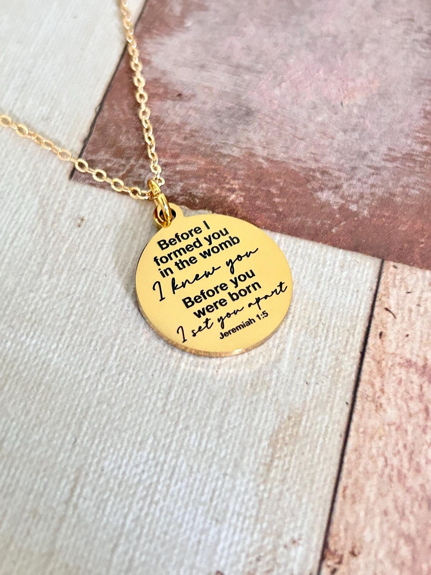 Before I formed you in the womb I knew you Jeremiah 1:5 Necklace, Christian Faith Gifts, Bible Verse Necklace, Baptism Affirmation Gifts