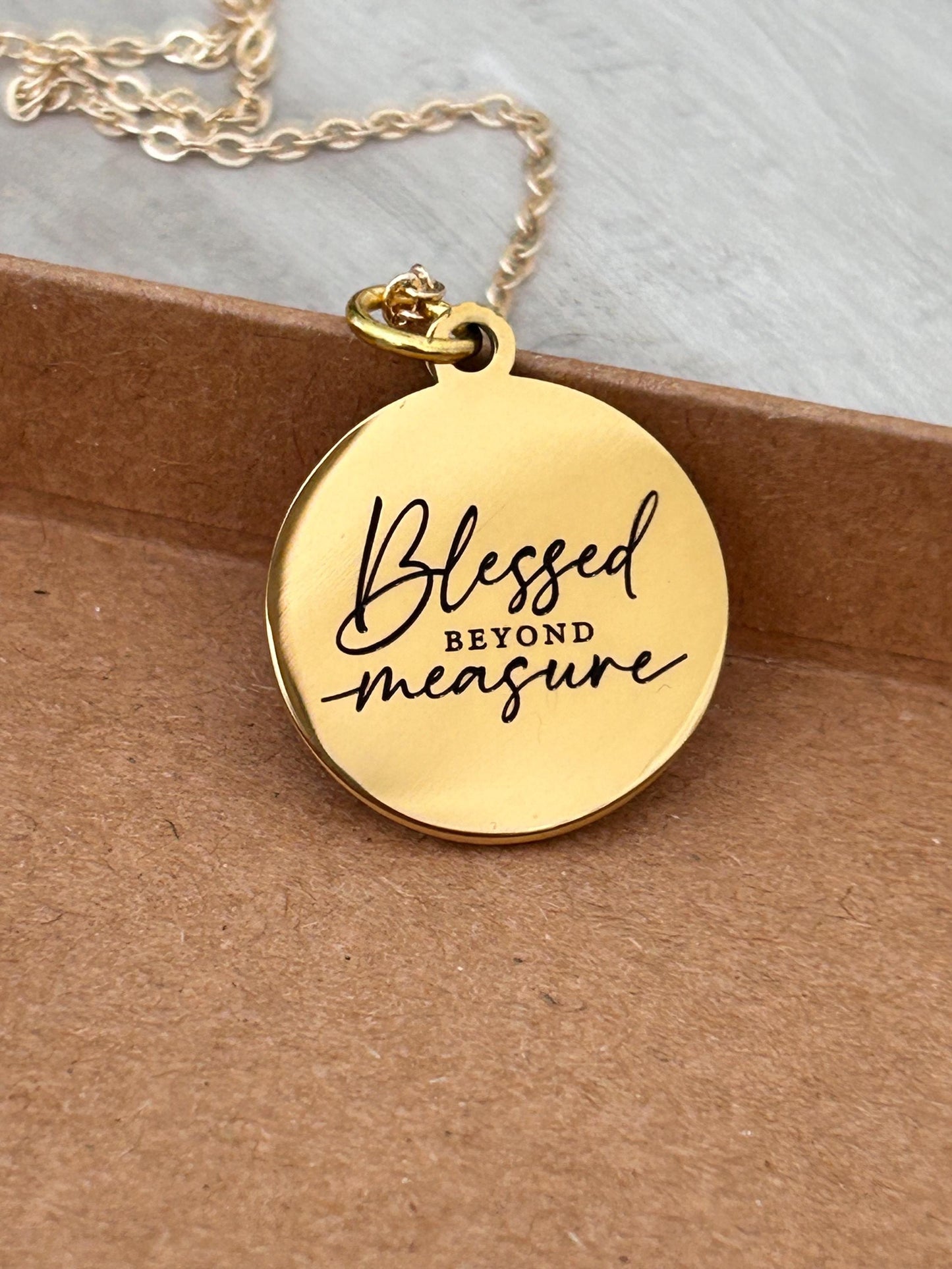 Christian Necklace Blessed Beyond Measure Womens Retreat Gifts Blessed Necklace, Personalized Necklace Christian Gifts Inspirational Charms