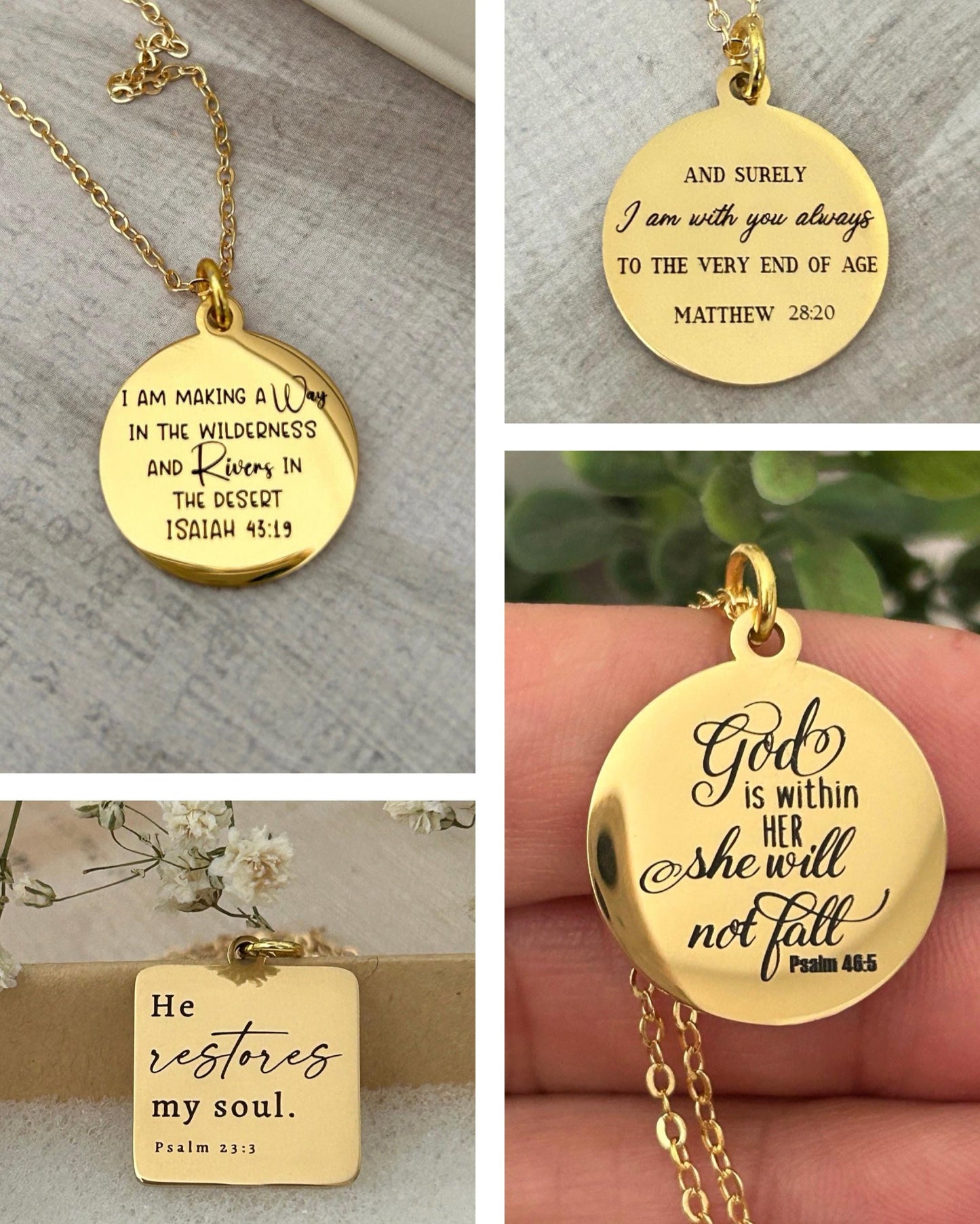 Personalized Bible Verse Necklace, Christian Jewelry, Faith Necklace, Scripture Quote Charms, Baptism, Christian Gifts, Custom Birthday Gift