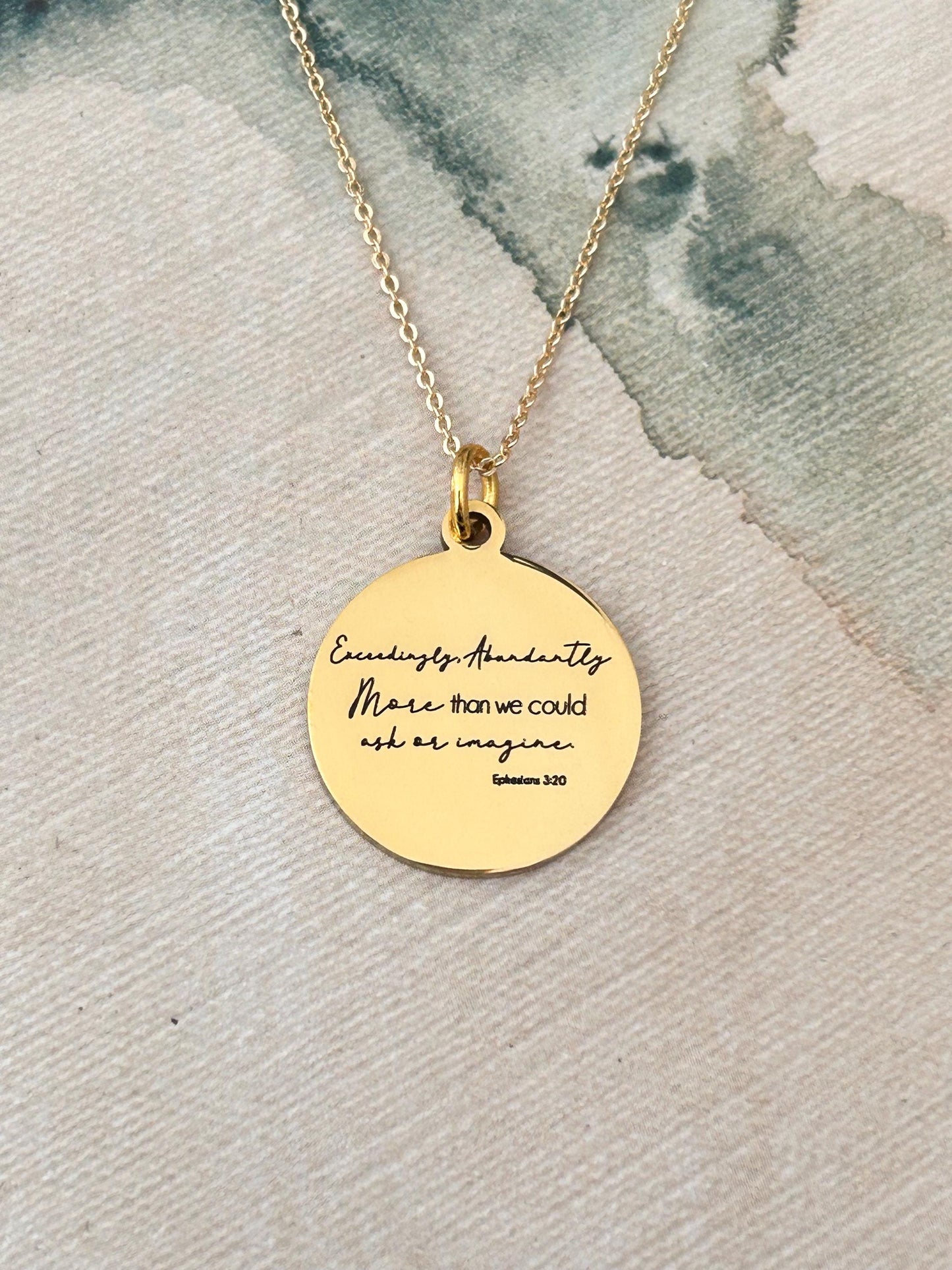 Ephesians 3:20 bible Verse Necklace, Exceedingly Abundantly Above All We Ask Or Imagine, Christian Gifts, Scripture Jewelry, Gifts for her