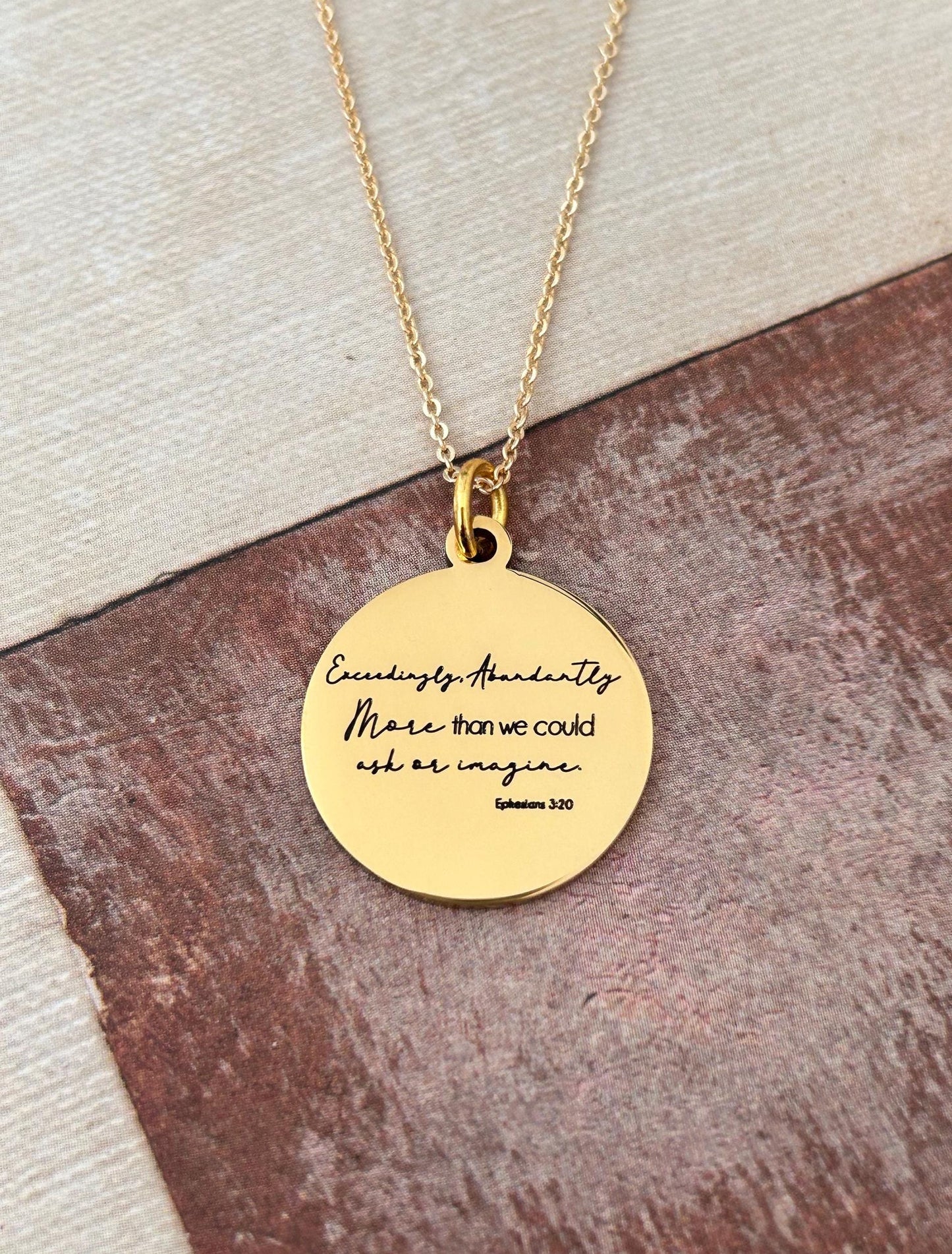 Ephesians 3:20 bible Verse Necklace, Exceedingly Abundantly Above All We Ask Or Imagine, Christian Gifts, Scripture Jewelry, Gifts for her