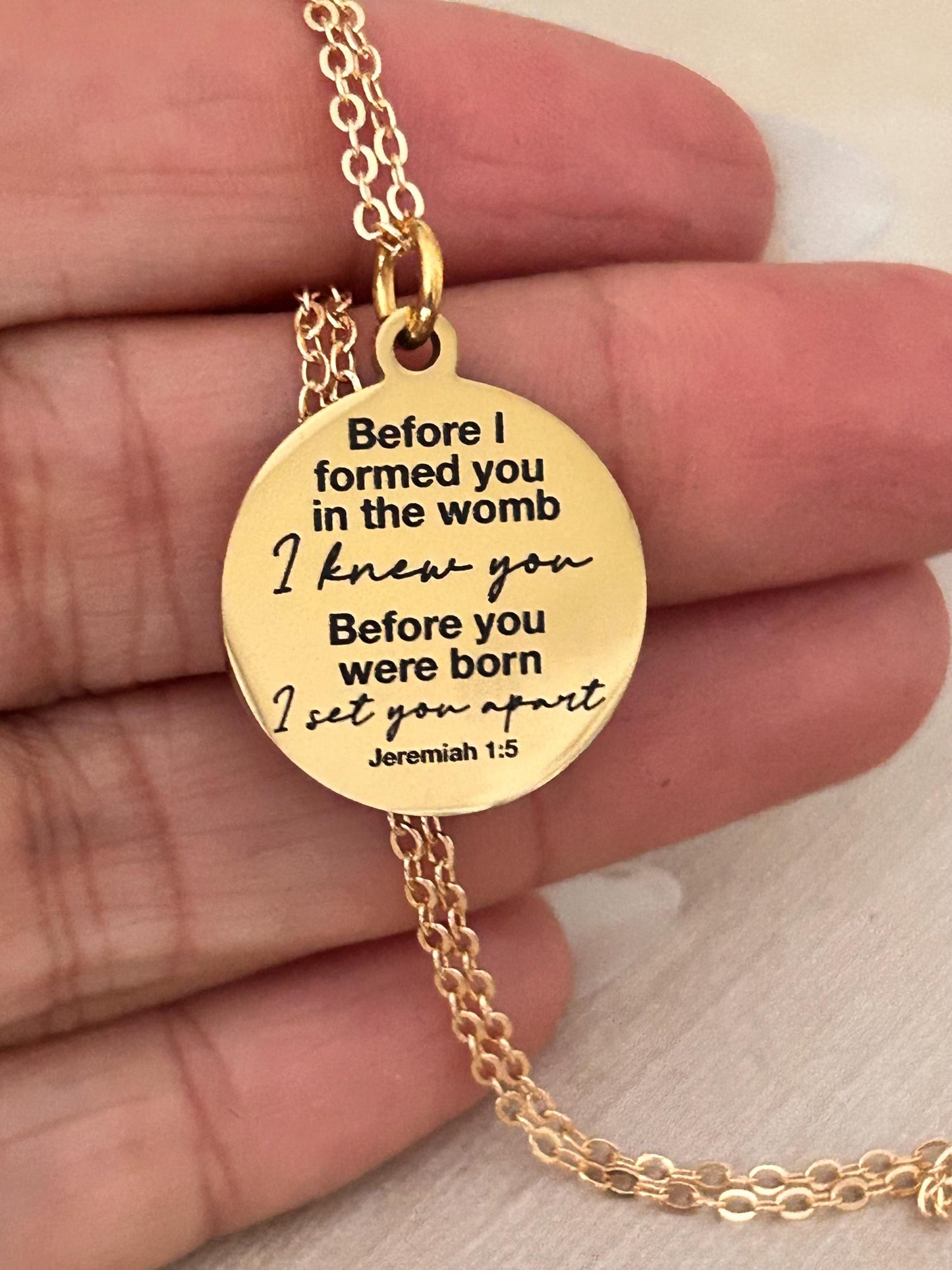 Before I formed you in the womb I knew you Jeremiah 1:5 Necklace, Christian Faith Gifts, Bible Verse Necklace, Baptism Affirmation Gifts