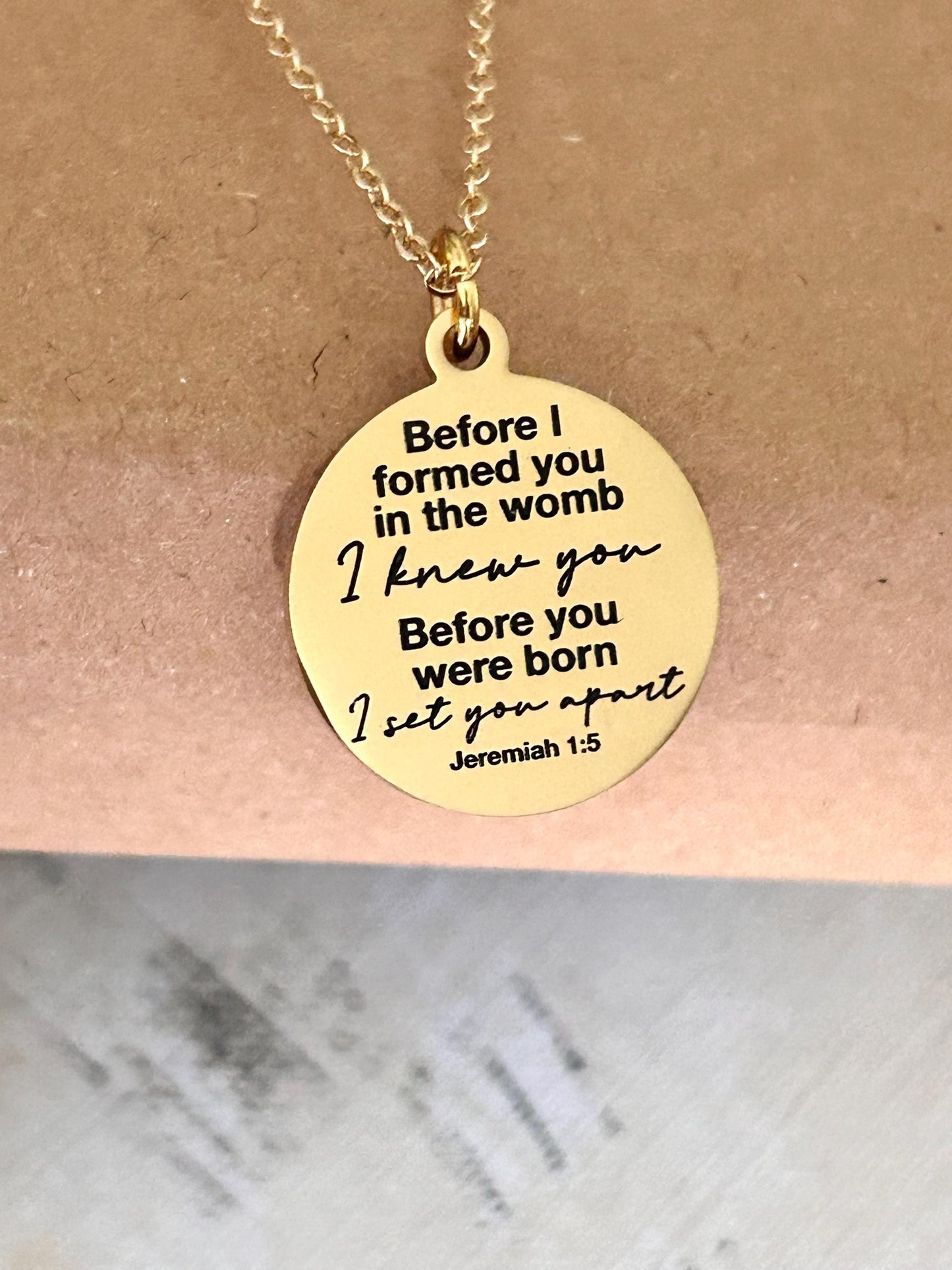 Before I formed you in the womb I knew you Jeremiah 1:5 Necklace, Christian Faith Gifts, Bible Verse Necklace, Baptism Affirmation Gifts