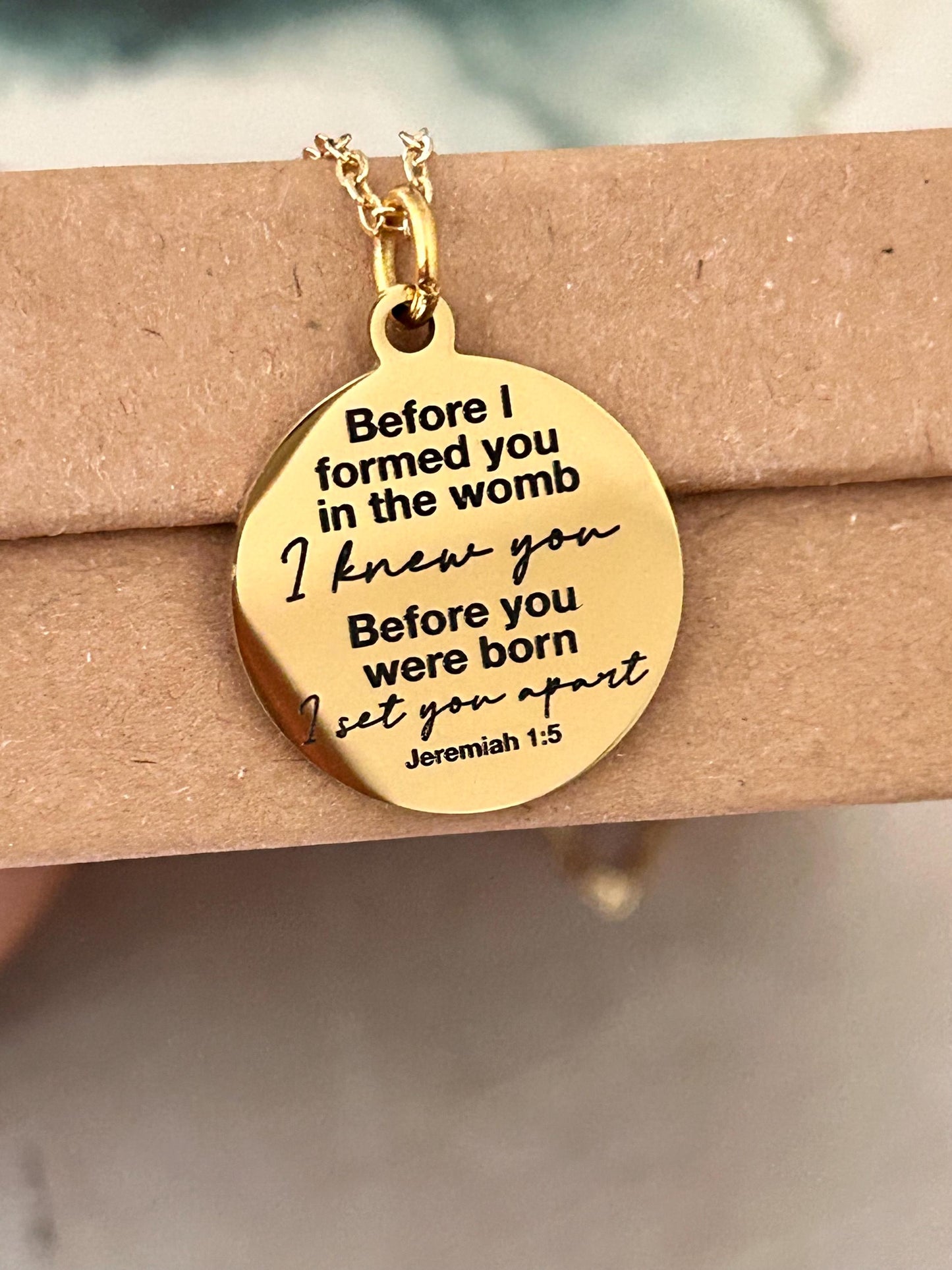 Before I formed you in the womb I knew you Jeremiah 1:5 Necklace, Christian Faith Gifts, Bible Verse Necklace, Baptism Affirmation Gifts