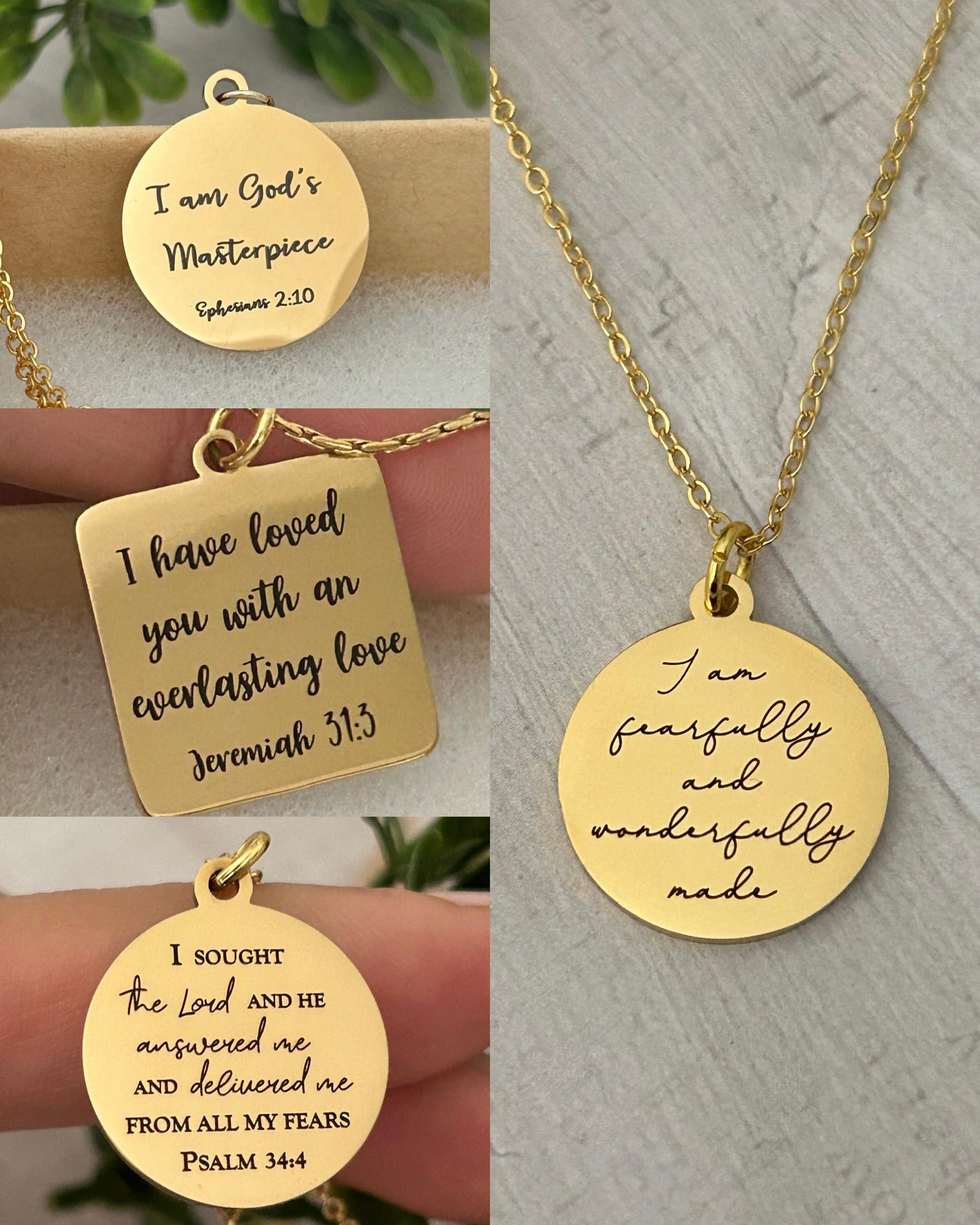 Personalized Bible Verse Necklace, Christian Jewelry, Faith Necklace, Scripture Quote Charms, Baptism, Christian Gifts, Custom Birthday Gift