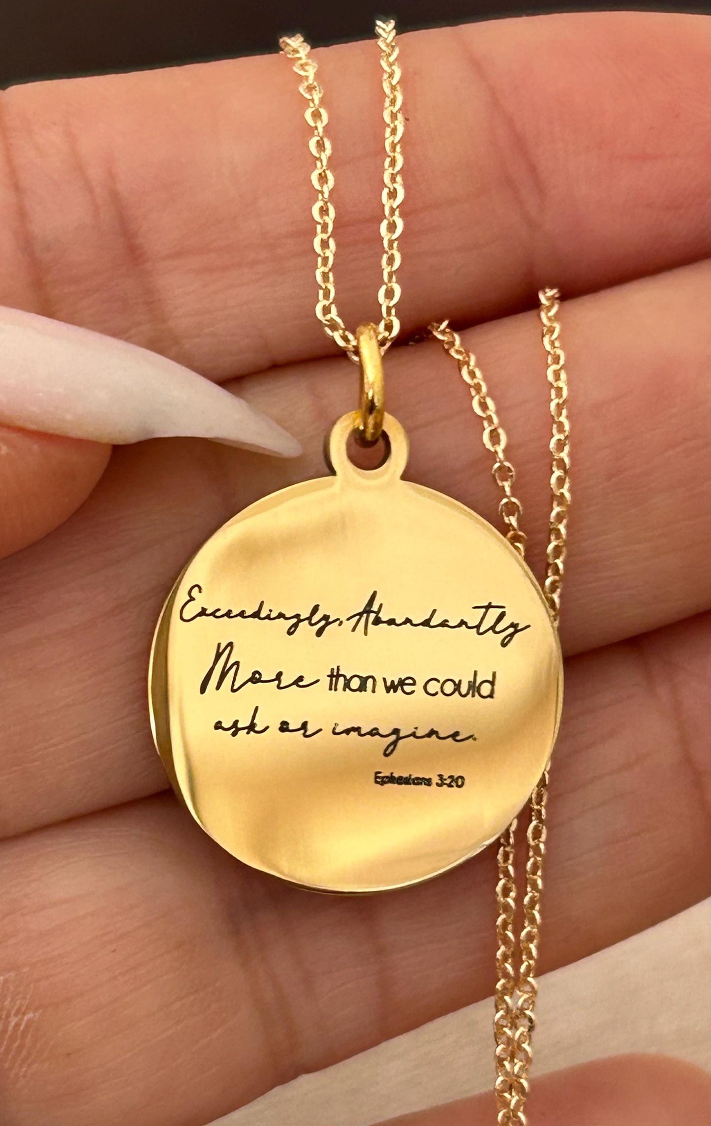 Ephesians 3:20 bible Verse Necklace, Exceedingly Abundantly Above All We Ask Or Imagine, Christian Gifts, Scripture Jewelry, Gifts for her