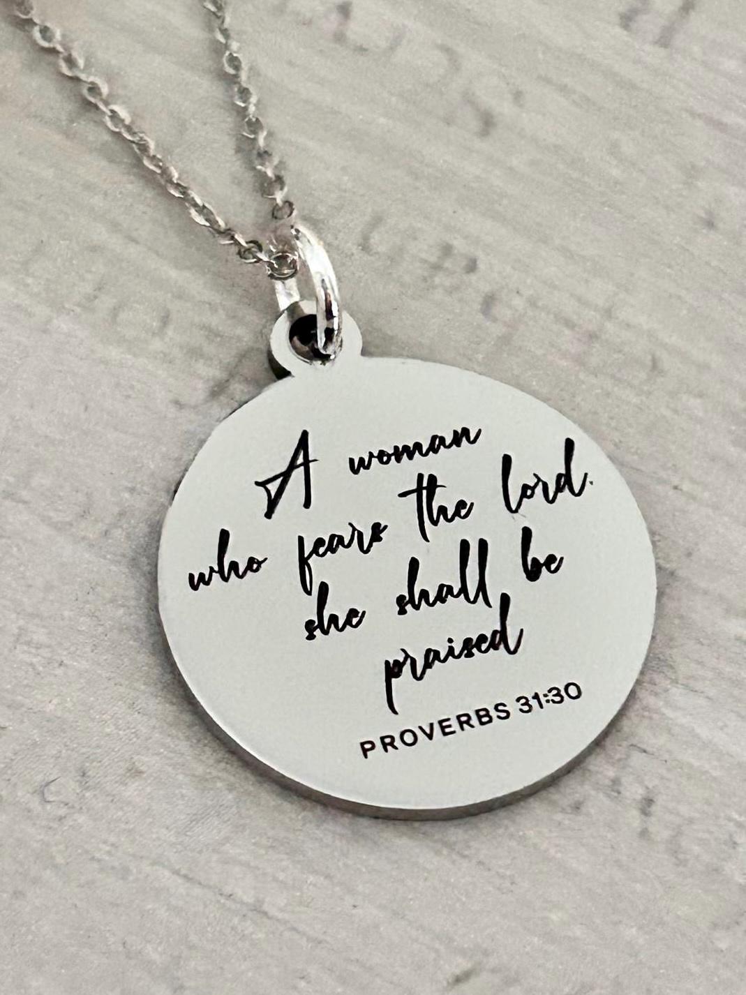 Proverbs 31 Women Christian Necklace, A Woman who fears The Lord, Christian Gifts, Bible Verse Necklace, Proverbs Woman, Retreat Gifts